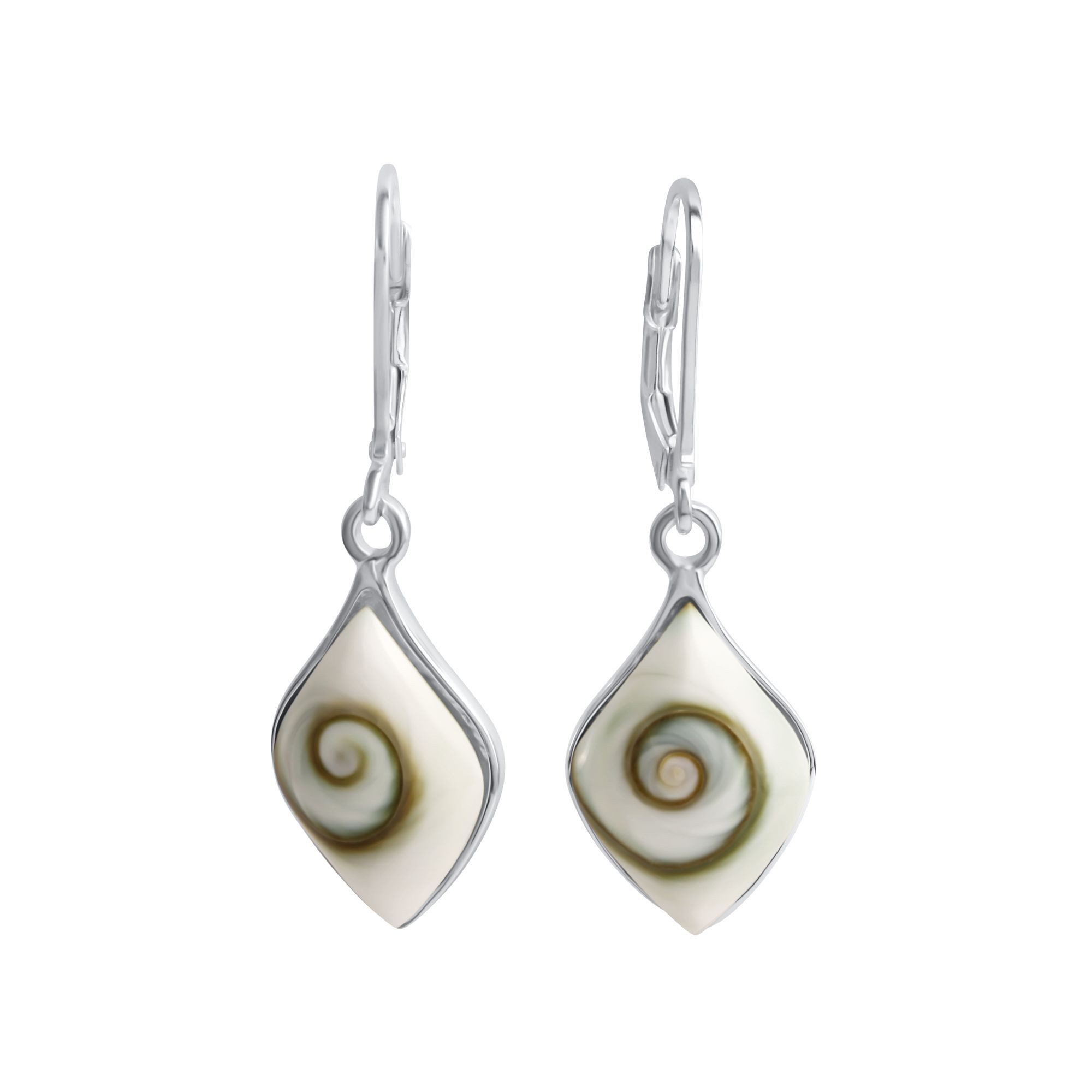 Paar Ohrhänger 925/- Sterling Silber mit Muschel weiß