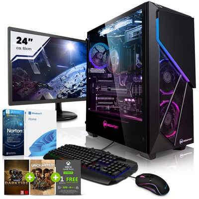 Megaport Gaming-PC-Komplettsystem (24", AMD Ryzen 7 5700X 8x3,40 GHz, GeForce RTX 3060, 16 GB RAM, 1000 GB SSD, Windows 11, WLAN)