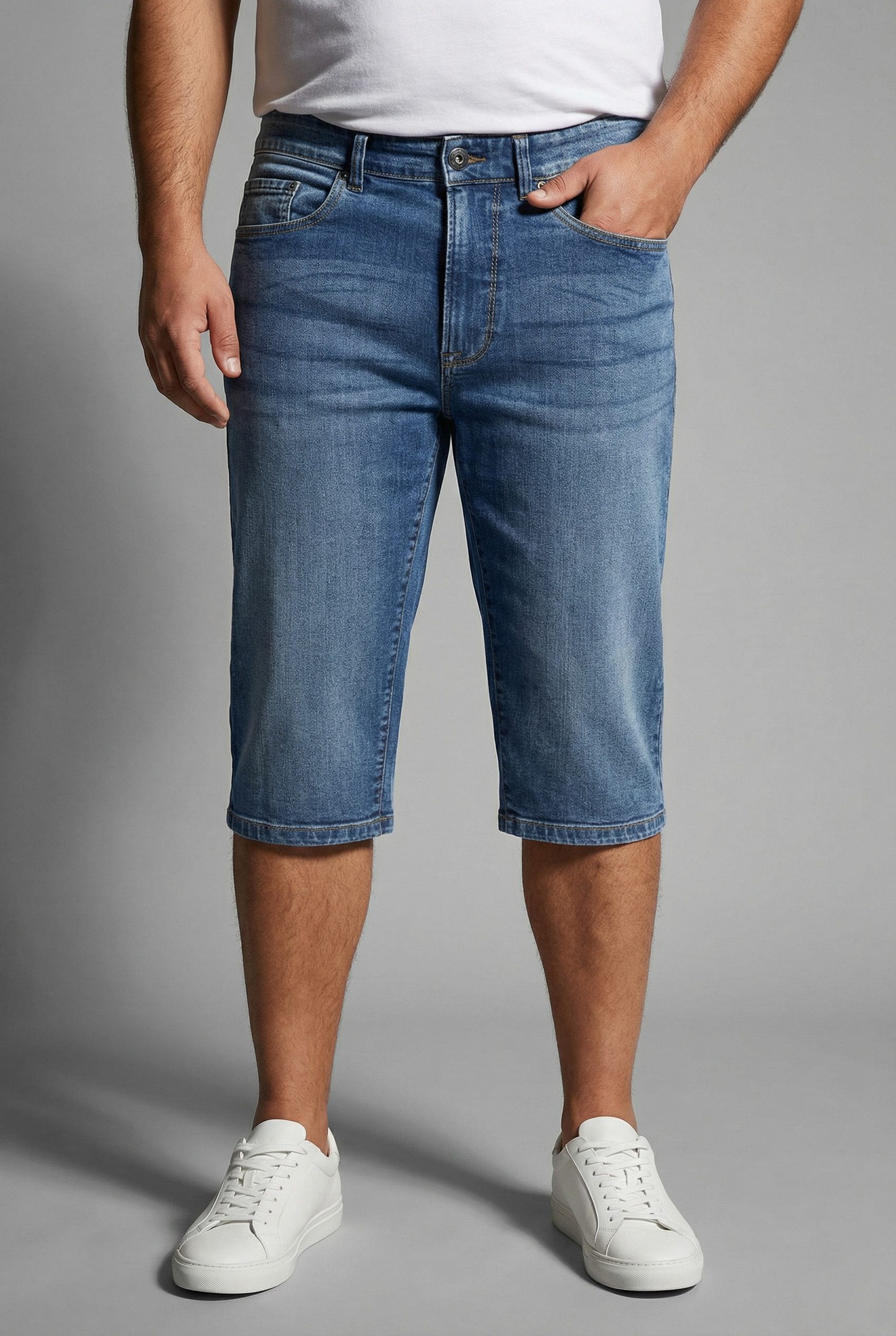 Man's World Plus Jeansbermudas Große Größen gerade geschnittenes Bein, normale Leibhöhe, Regular-Fit