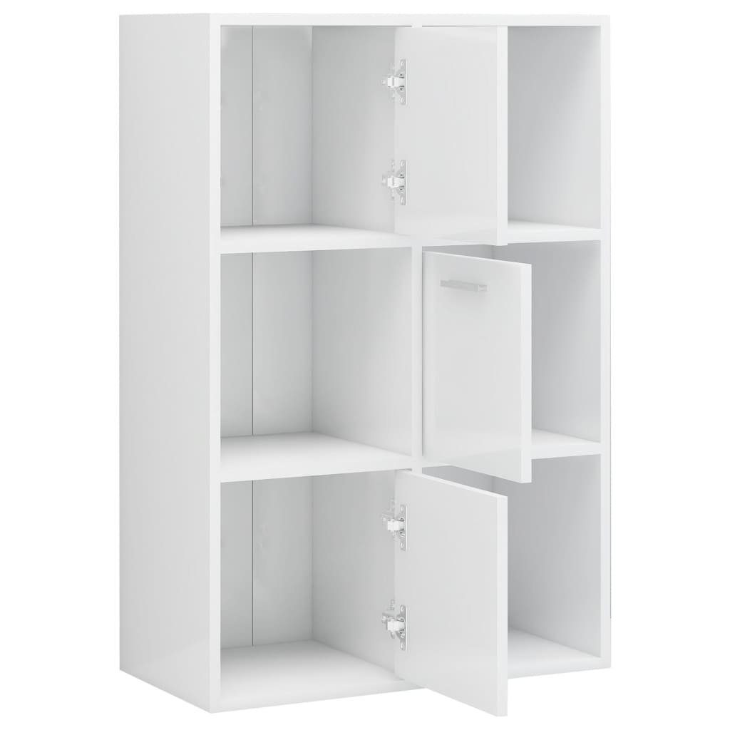 1-tlg. Lagerschrank vidaXL 60x29,5x90 Holzwerkstoff, Bücherregal cm Hochglanz-Weiß