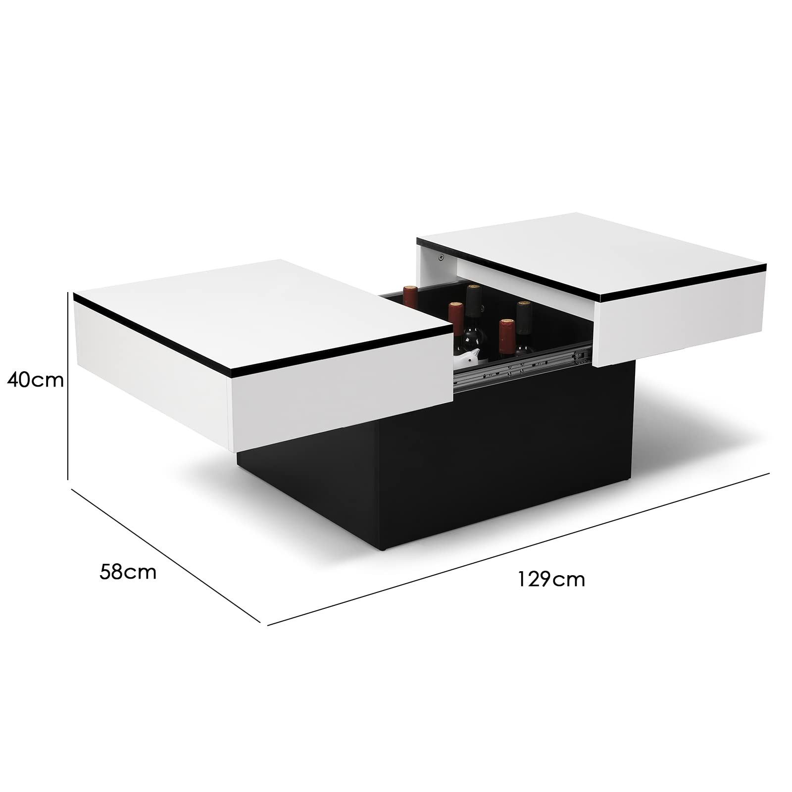 VOWNER Couchtisch Hochglanz-Sofatisch mit 2 Stauräumen, Beistelltisch, Wohn günstig online kaufen