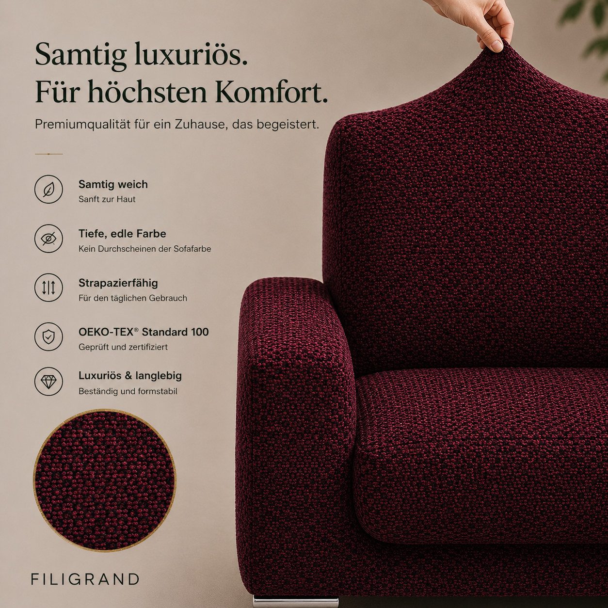 Belmarti Sesselhusse luxuriöser und edler Sesselbezug, Chenille Oberfläche, hochwertiges und langlebiges Material, made in Spain – Bild 3 von 5