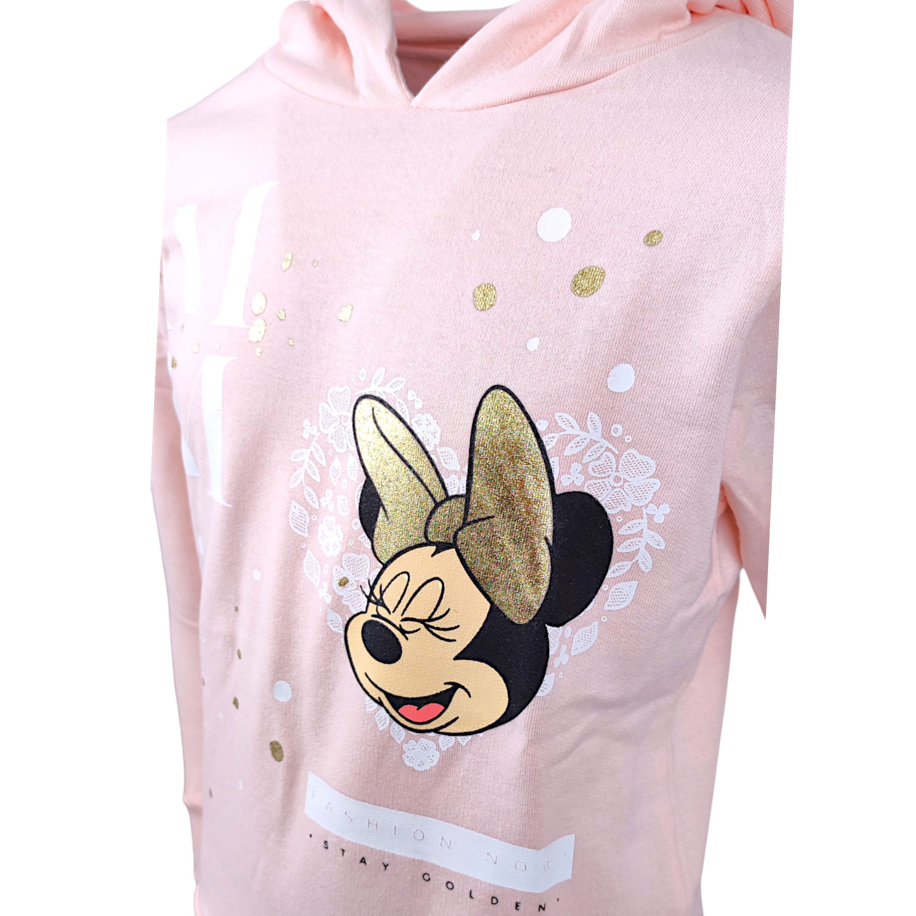 Disney Minnie Mouse Hoodie Minnie Maus mit Glitzer Mädchen Kapuzenpullover Größe 104 - 152 cm