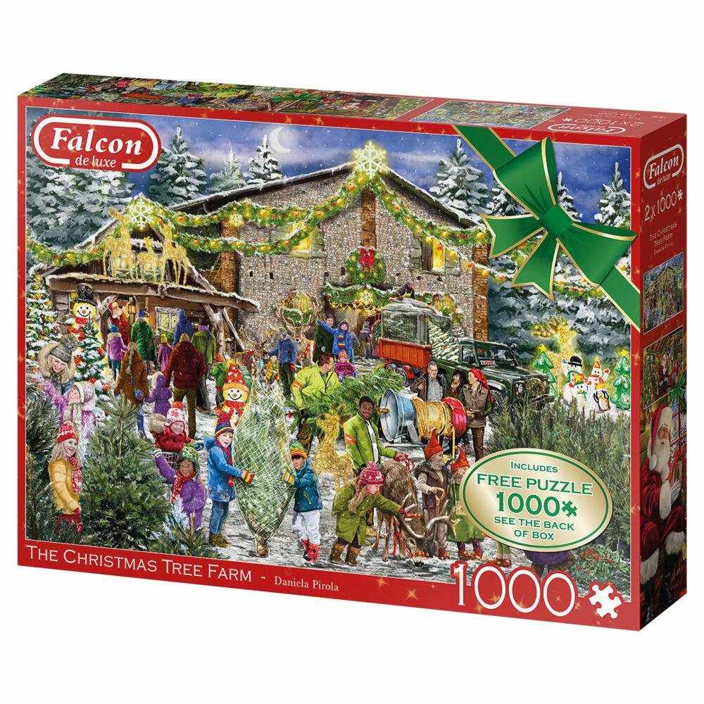 Puzzle 1000 The Tree Teile, Jumbo Spiele Puzzleteile Christmas Farm 1000 Falcon