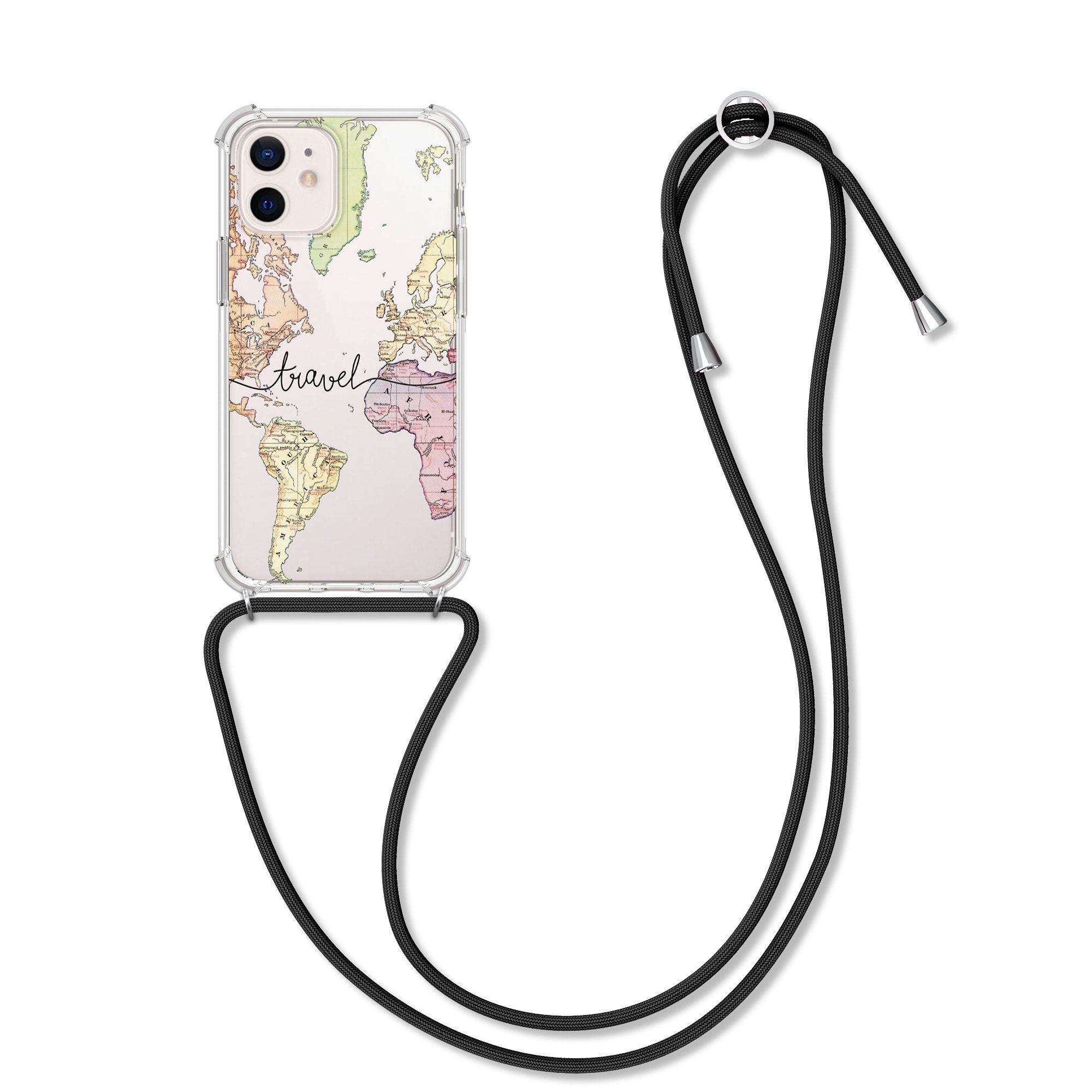 kwmobile Etui Hülle für Apple iPhone 12 mini, Silikon Handyhülle mit Kette - Handykette Handyband