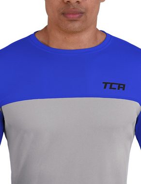 TCA Langarmshirt TCA Herren Langarm Laufshirt - Grau/Blau (1-tlg)