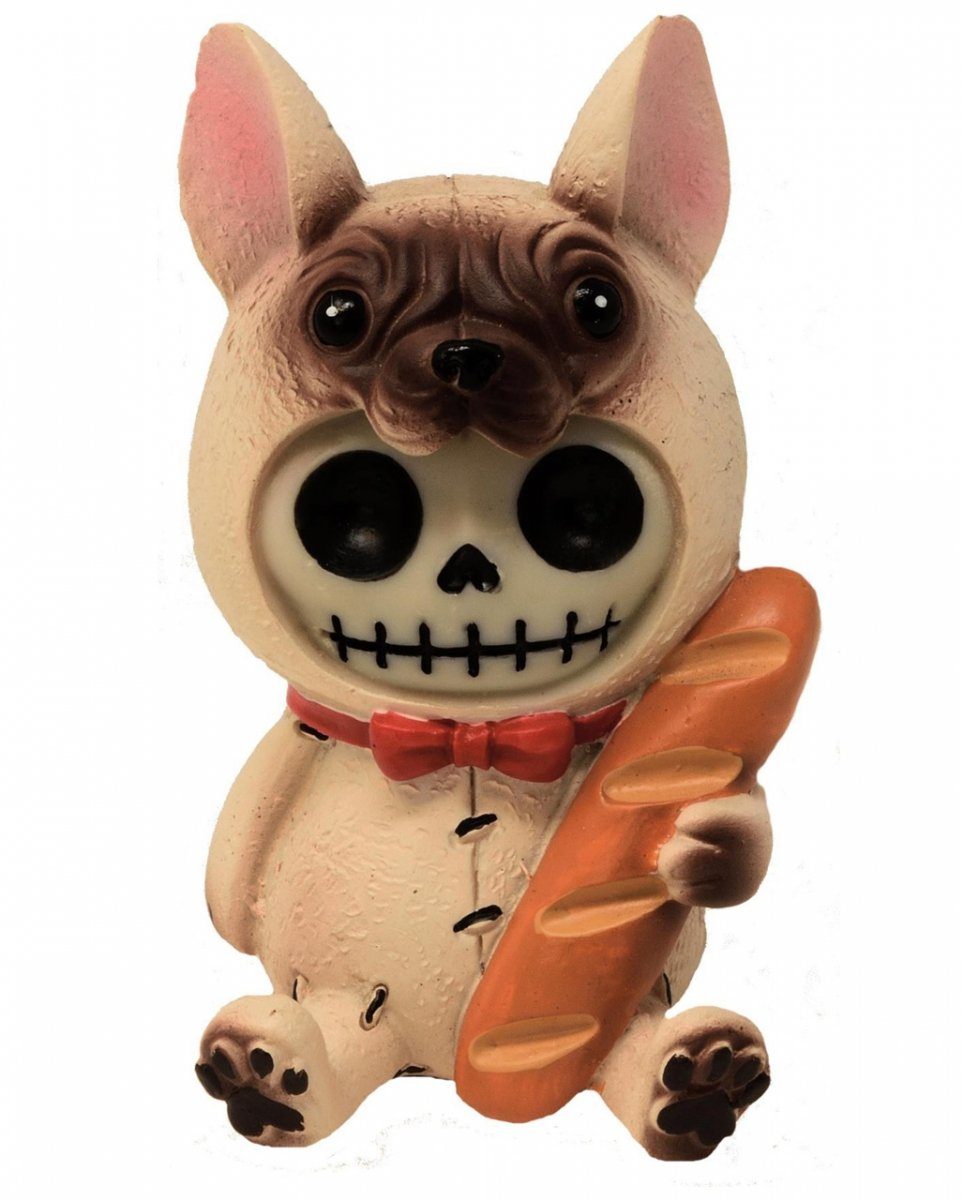 Horror-Shop Dekofigur Kleine French Bulldog Furrybones Figur - Skelettfi