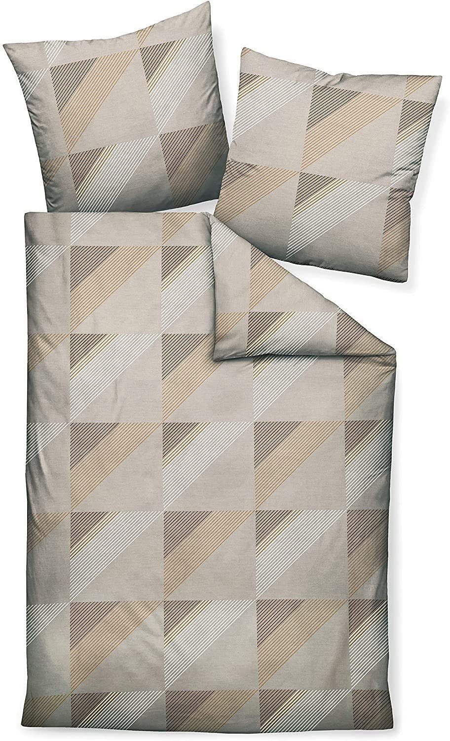 Janine Bettwäsche Janine Mako Satin Bettwäsche J.D. 87065 - 07 taupe braun, Baumwolle, 100% Baumwolle