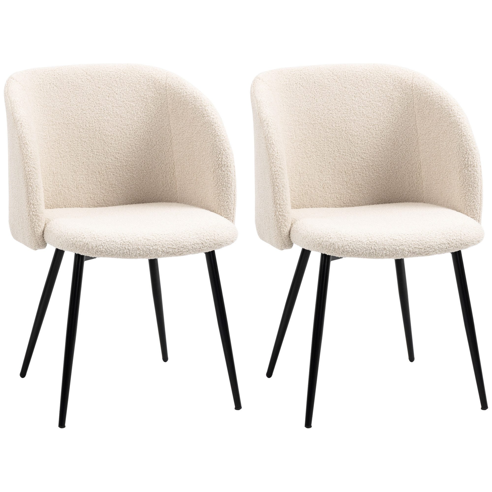 HOMCOM Esszimmerstuhl Küchenstuhl mit Rückenlehne, Lammwoll-Optik, modern Polsterstuhl (2er Set Esszimmerstühle, 2 St), Stühle für Esstisch Esszimmer, Cremeweiß – Bild 2 von 5