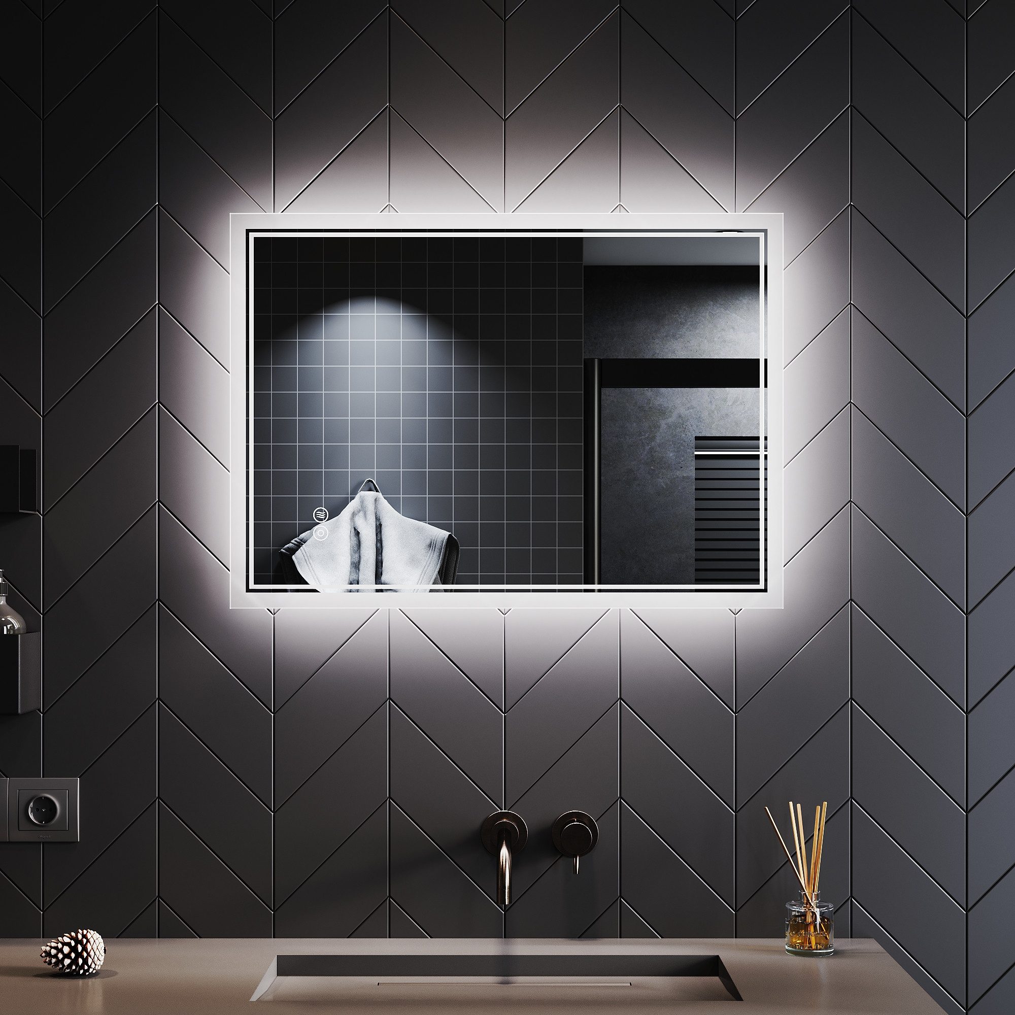 SONNI Badspiegel Beschlagfreie Beleuchtung Badspiegel mit LED-Beleuchtung L günstig online kaufen