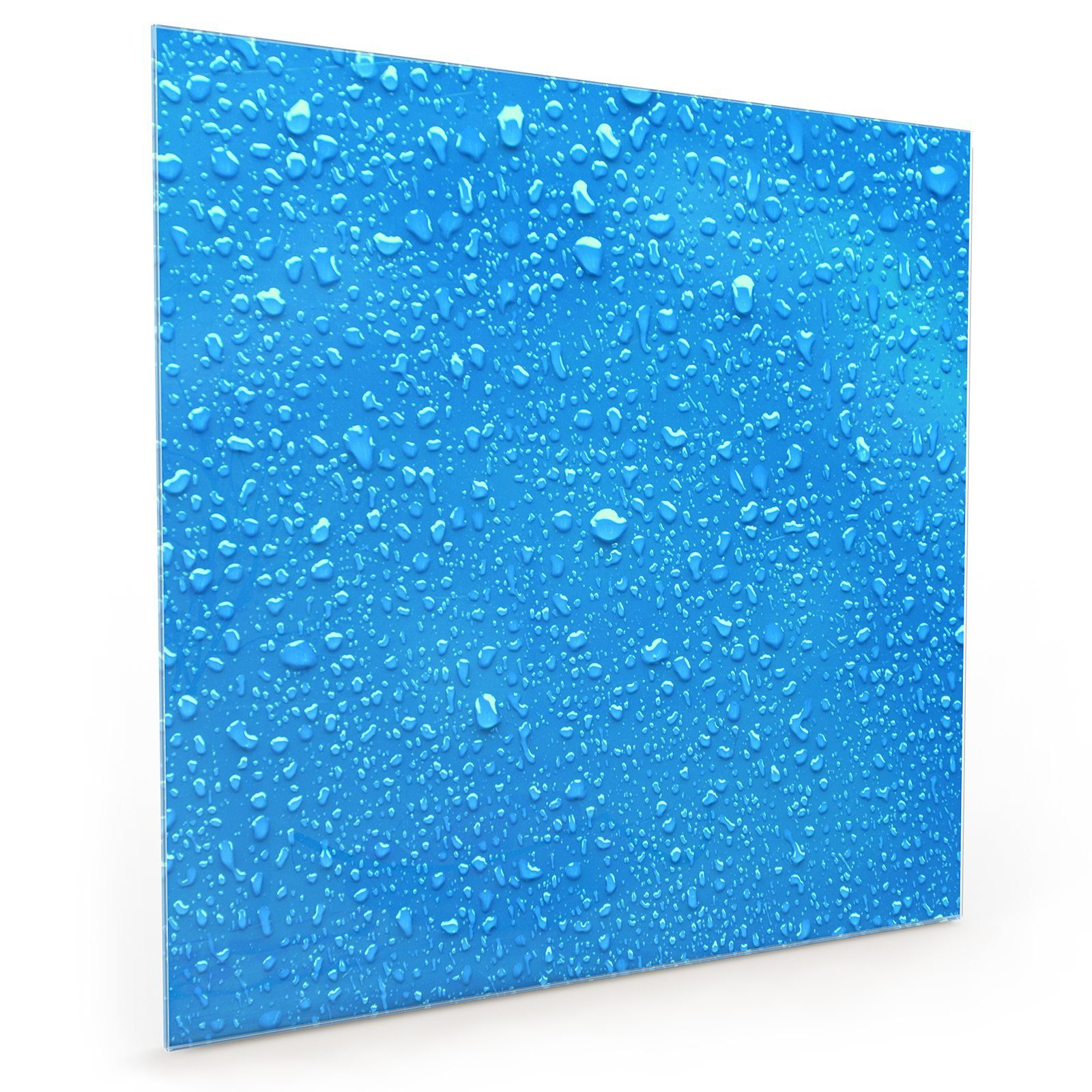 Primedeco blau Regentropfen Glas Spritzschutz Küchenrückwand auf