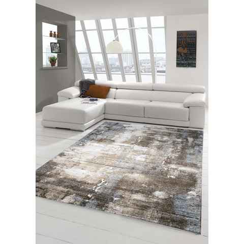 Teppich DESIGNER TEPPICH Wohnzimmer modern ABSTRAKT liniert braun creme grau, Teppich-Traum, rechteckig, Höhe: 14 mm