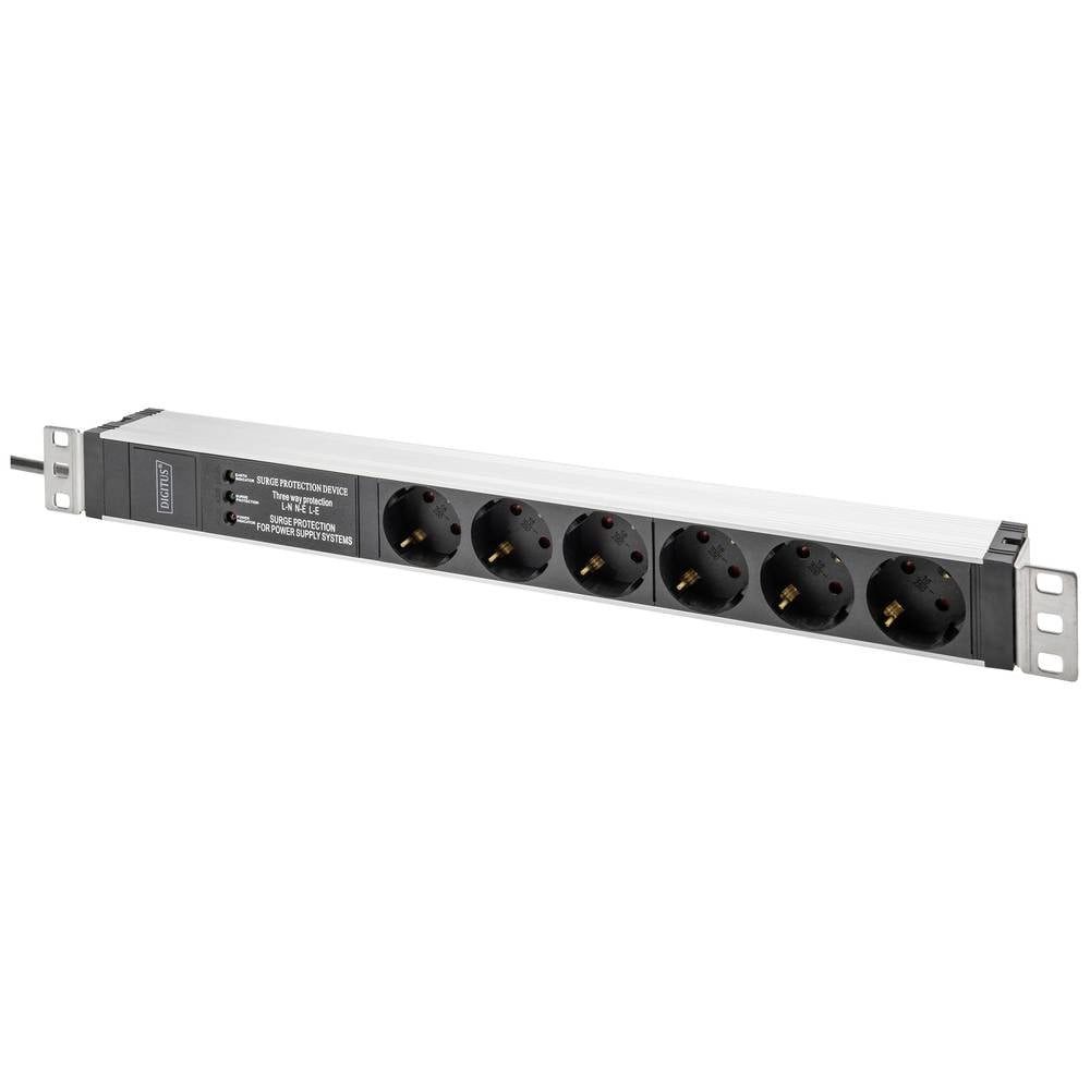 Netzwerkschrank 1HE Aluminium PDU, Rack Mount, 6 x Schutzkontakt