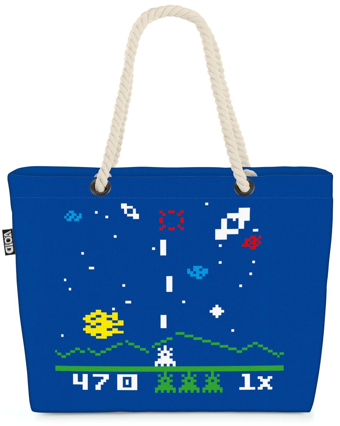 VOID Strandtasche (1-tlg), Sheldon Invaders Shopper Beach Bag gamer game space big bang blau