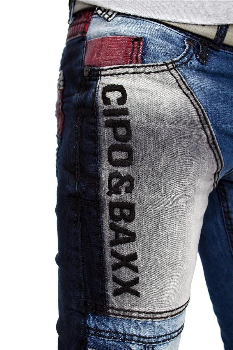 Regular-fit-Jeans Herren bequem Biker Hose Stonewashed BA-CD574