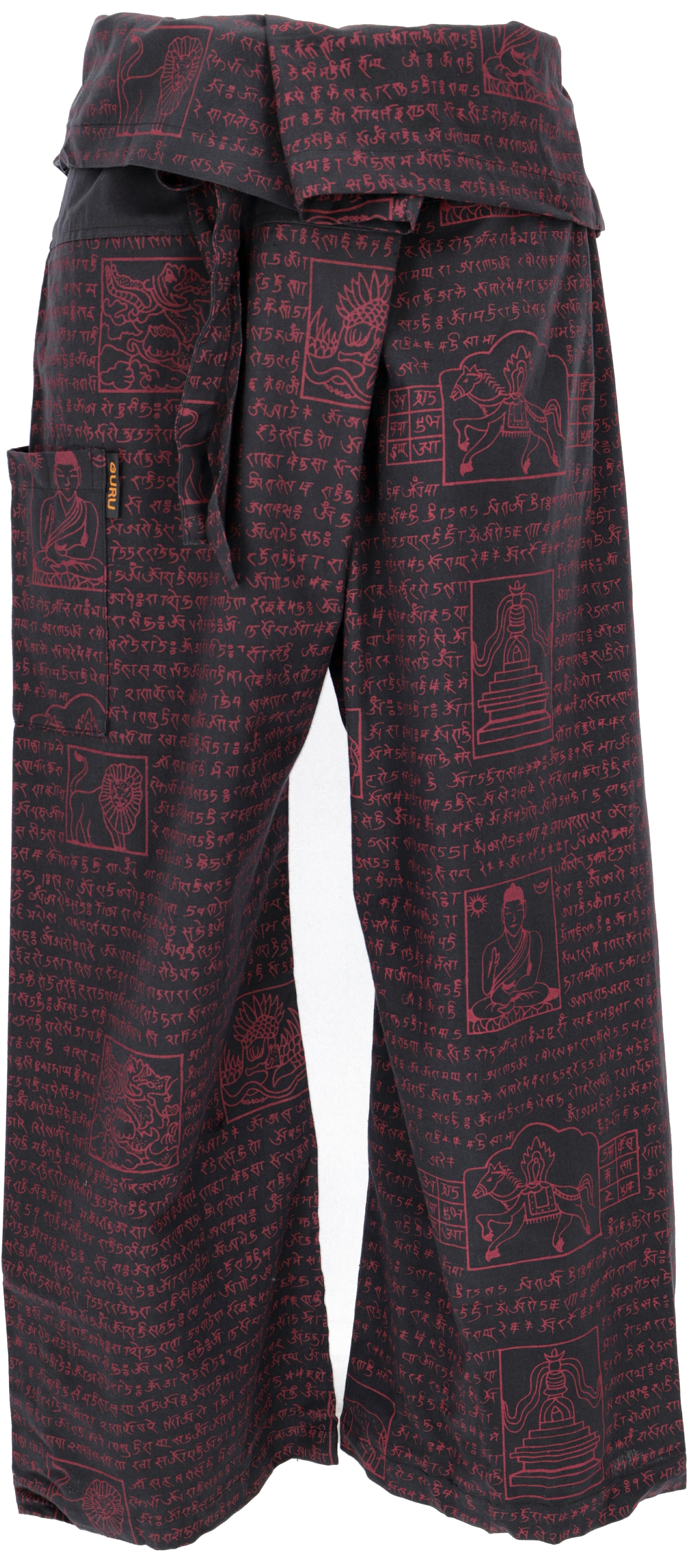 Guru-Shop Relaxhose Thai Fischerhose mit Mantra Druck aus gewebter.. Ethno Style, alternative Bekleidung