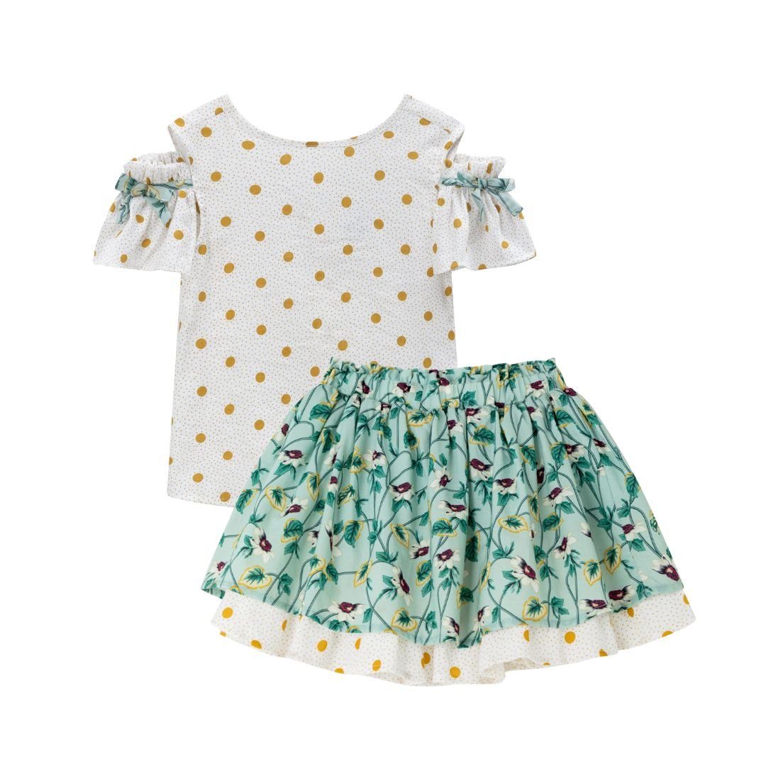 suebidou Blusentop Mädchenbluse Polka Dots Kurzarm mit Schleifen-Details nachhaltig, kreativ