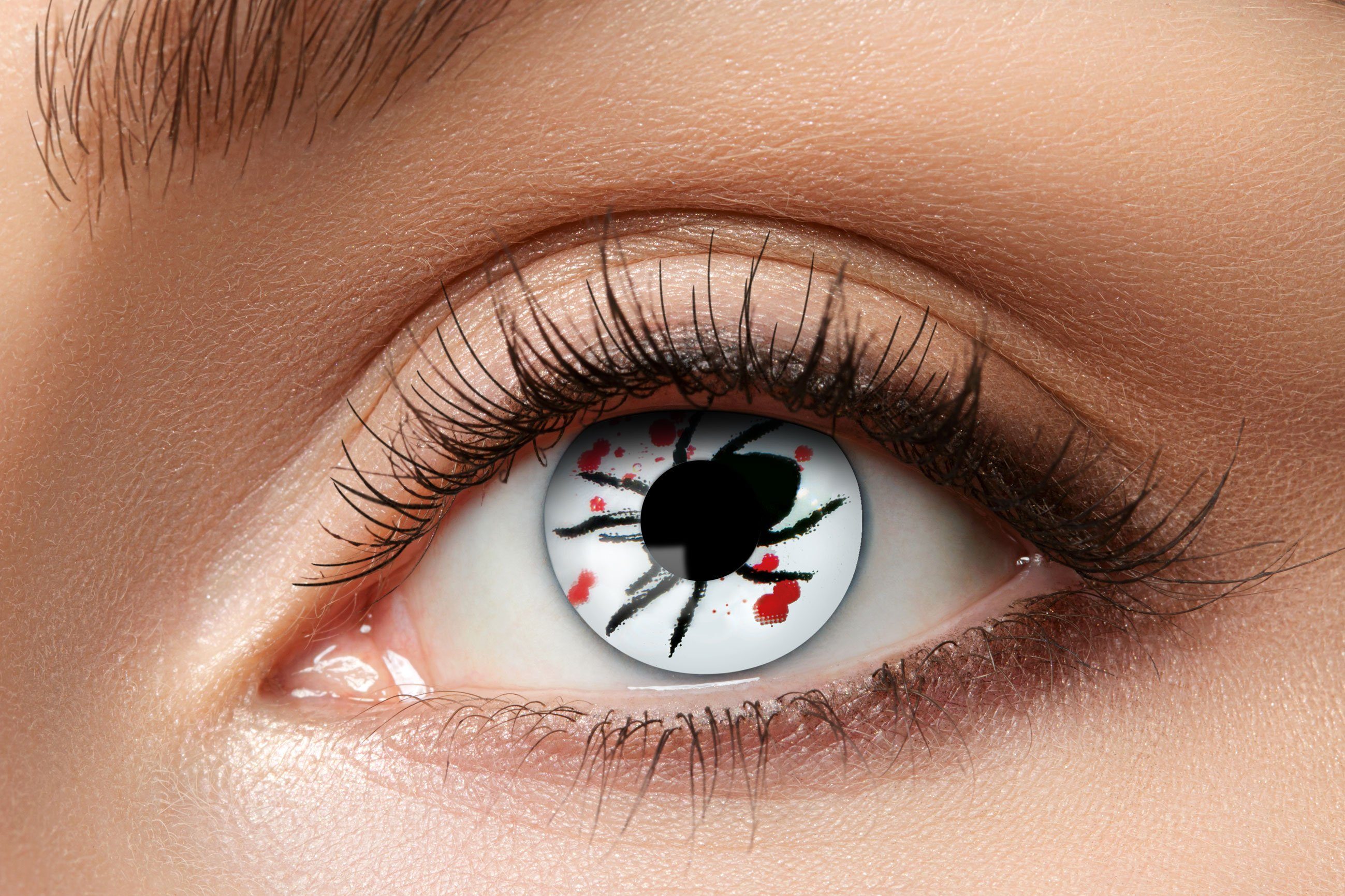 Eyecatcher Farblinsen Blood Spider Kontaktlinsen. Spinnen Motivlinsen