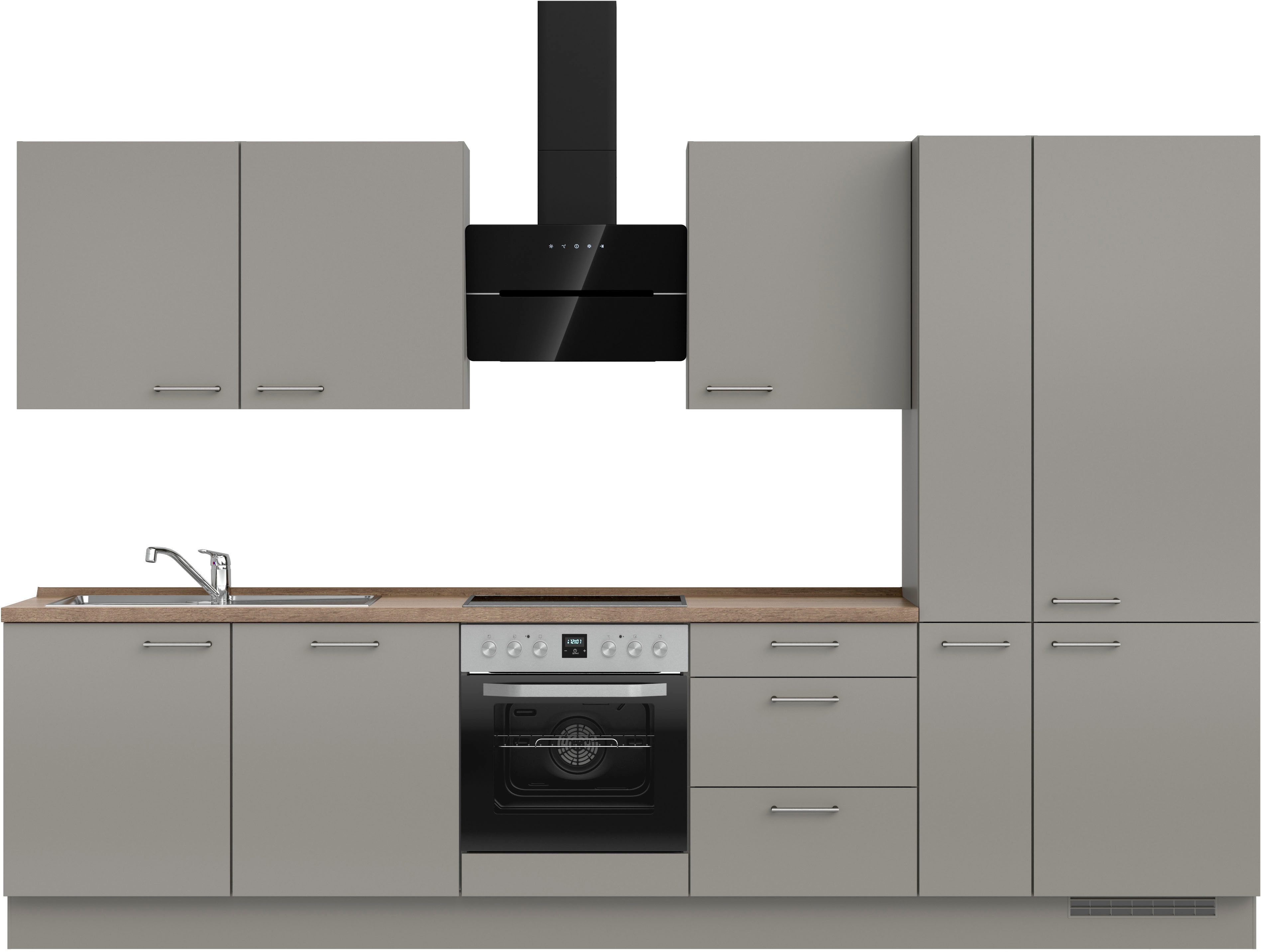 nobilia® Küchenzeile "Laser II", Ausrichtung wählbar, Breite 330 cm, vormontiert, wahlw. mit unterschiedlichen E-Geräten-Sets