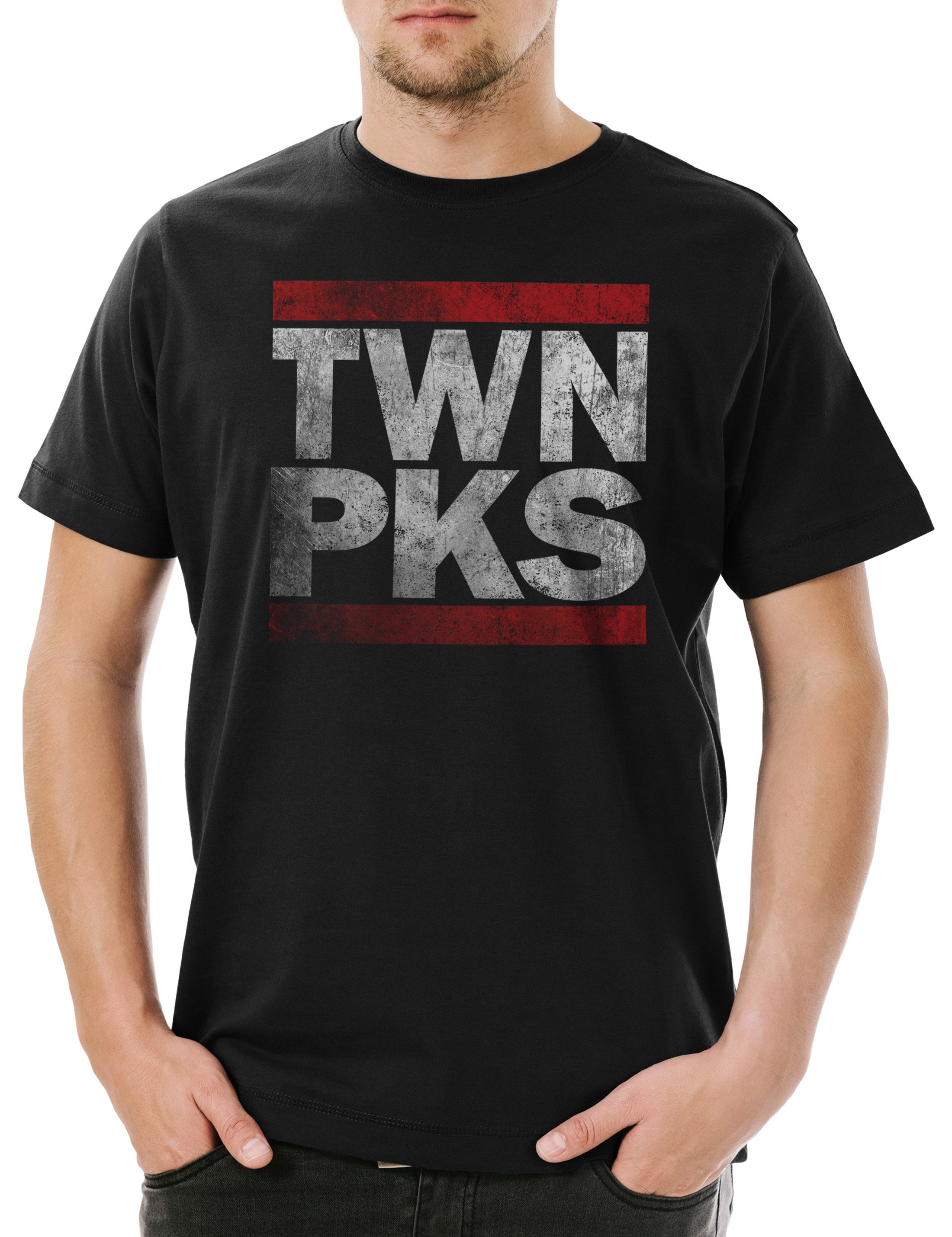 Print-Shirt Twn Pks Herren T-Shirt Twin Film TV Serie DMC Series Peaks Letters Run