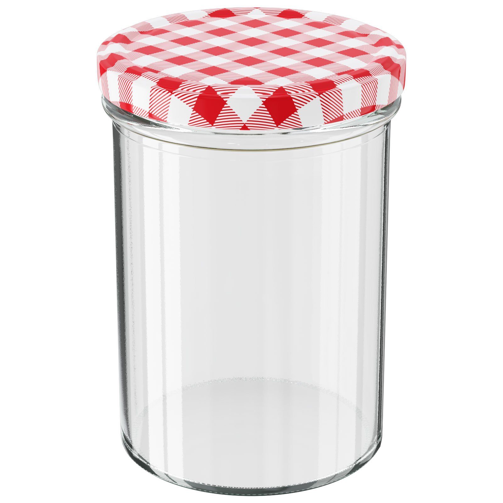 Wellgro Vorratsglas Einmachgläser Schraubdeckel rot kariert - 435 ml, (12-tlg)