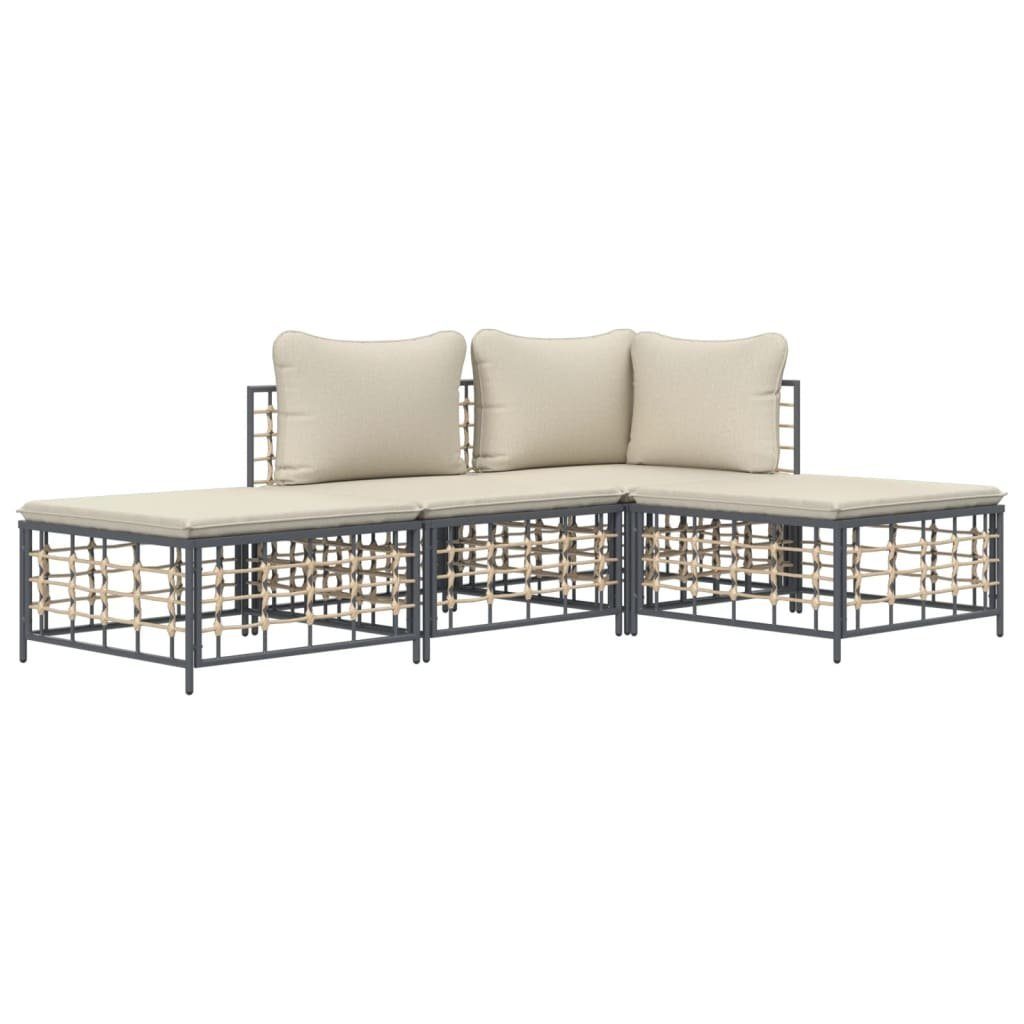 Vidaxl 4-tlg. Garten-lounge-set Mit Kissen Anthrazit Poly Rattan günstig online kaufen