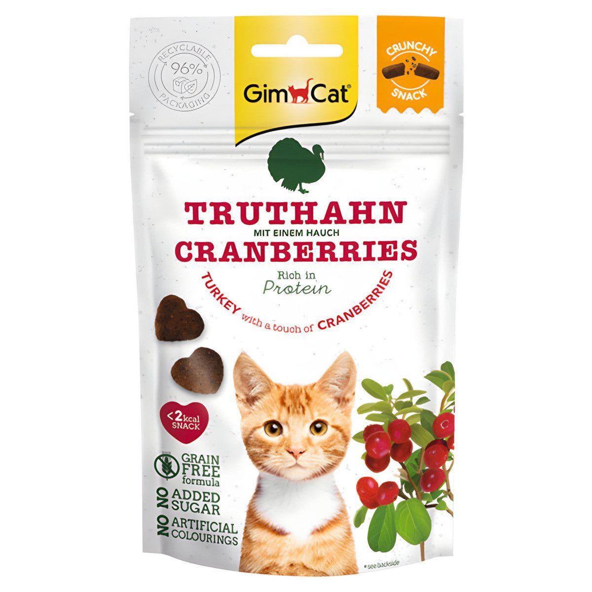 GimCat Crunchy Snacks Truthahn + Cranberry 50 g, Snack für: Katze