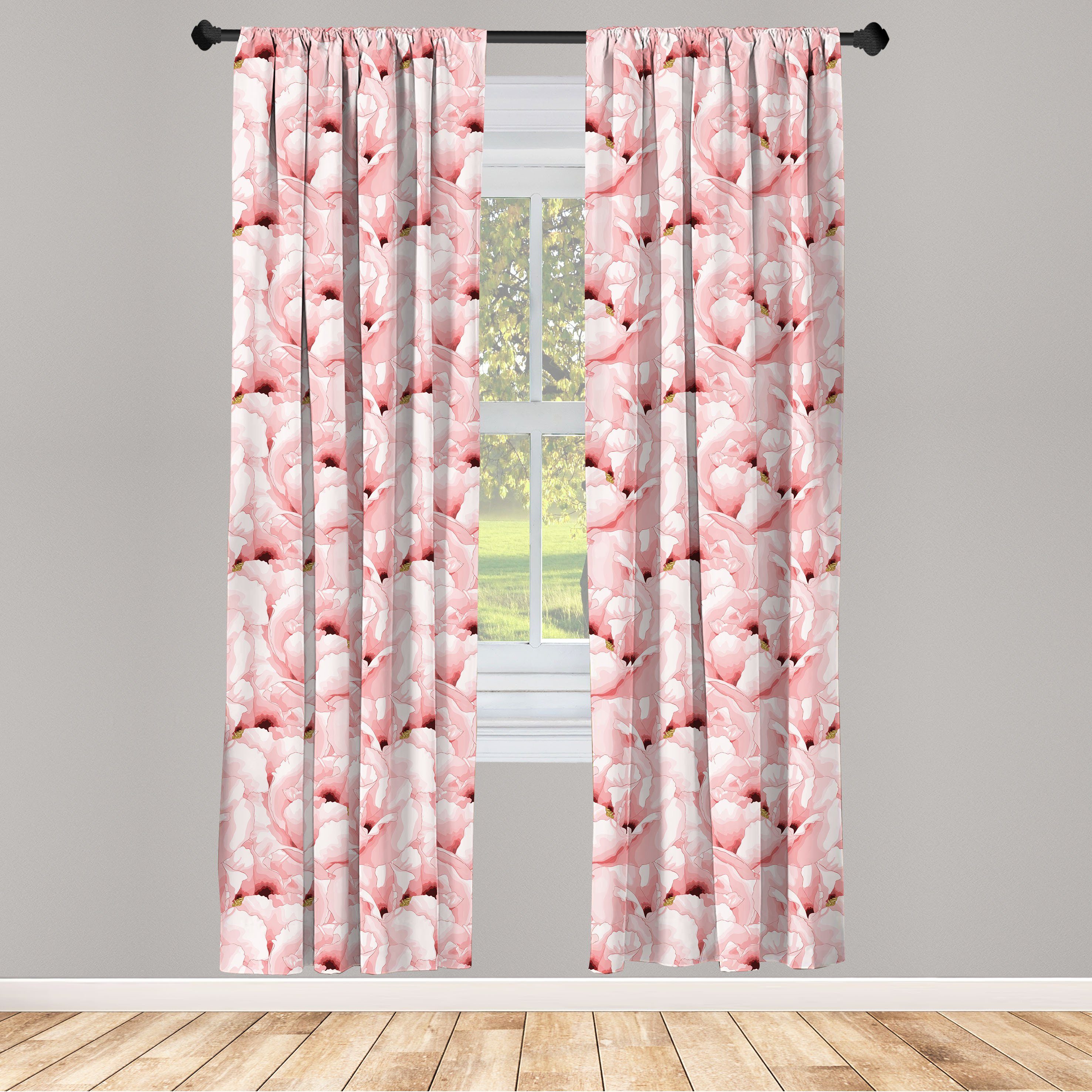 Gardine Vorhang für Wohnzimmer Schlafzimmer Dekor, Abakuhaus, Microfaser, Aquarell Weinlese-Blumen-Blüte