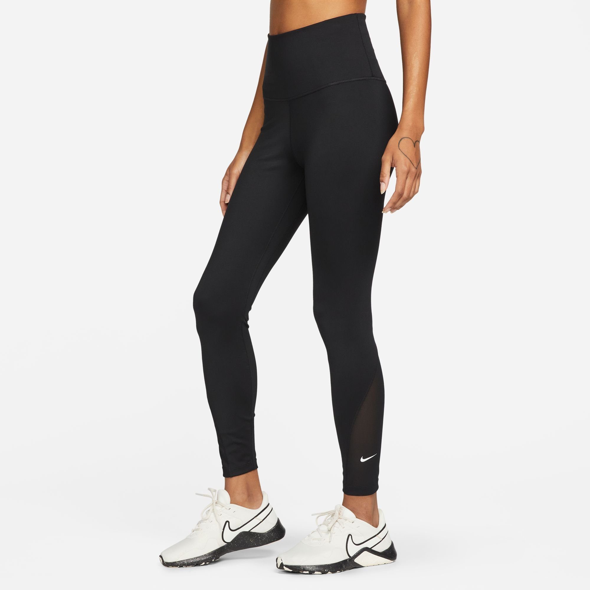 Nike Trainingstights ONE BLACK/WHITE / HIGH-WAISTED WOMEN'S LEGGINGS