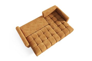 MOEBLO Ecksofa OHIO Mini, Elegante Ecke Couch mit Schlaffunktion Bettzeugablage L-förmiges Wohnzimmergarnitur Sofagarnitu - (BxHxT): 222x148x94 cm, mit Schlaffunktion und Bettkasten