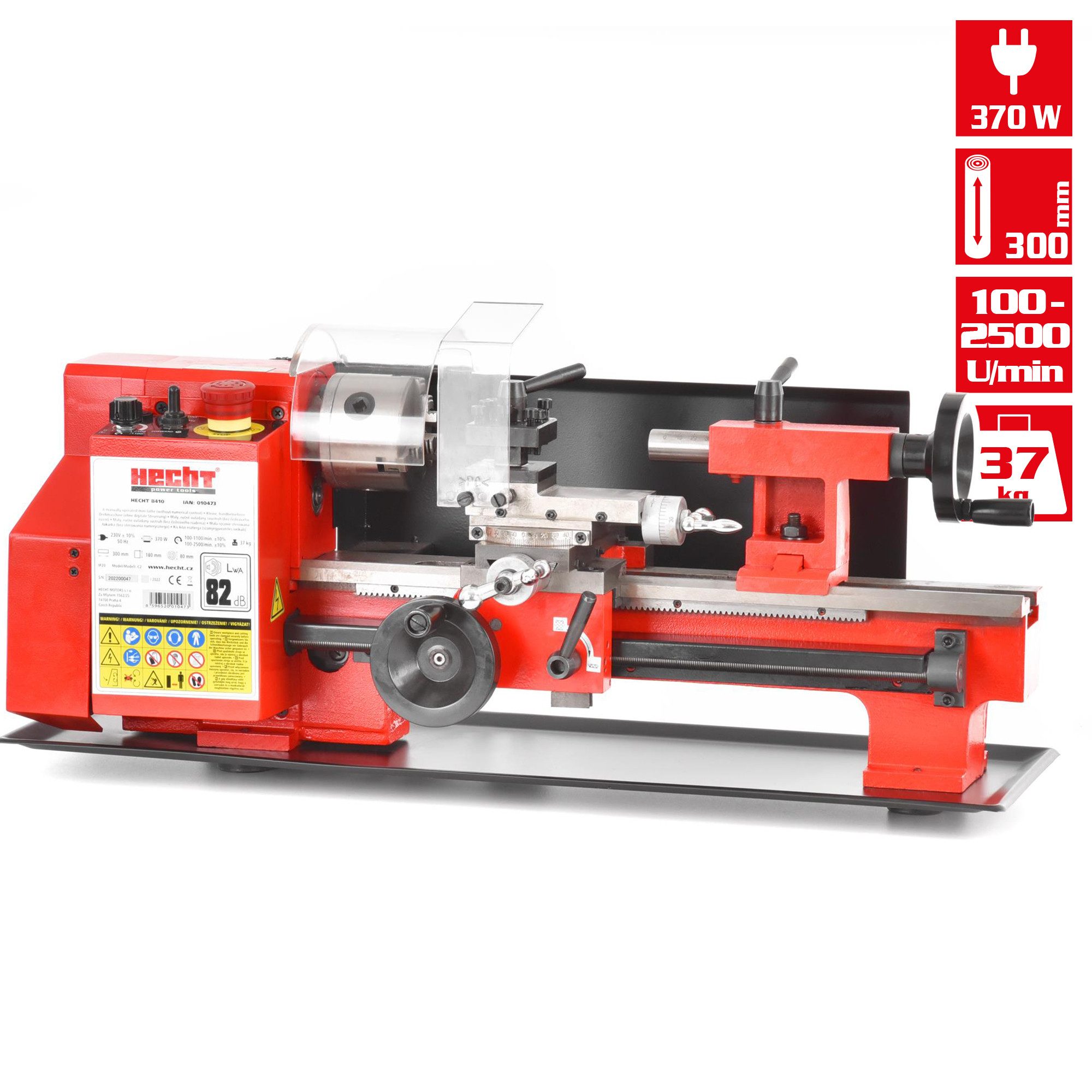 Hecht Minidrehmaschine 8410 Mini-Drehbank Metall 370 W, Präzision Feinmechanik