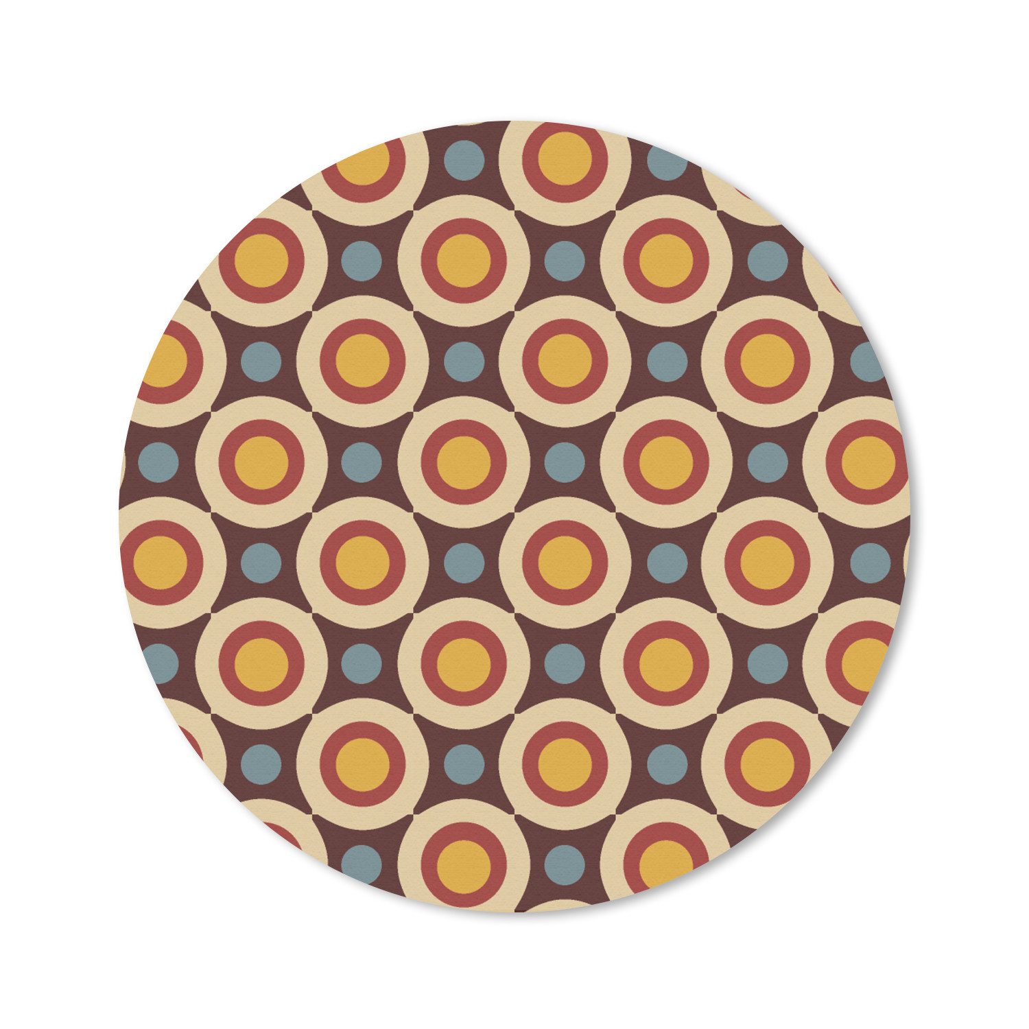 MuchoWow Mauspad Retro - Vintage - Design - Kreis (1-St), Büro für Tastatur und Maus, Mousepad Gaming, Rund 20x20 cm