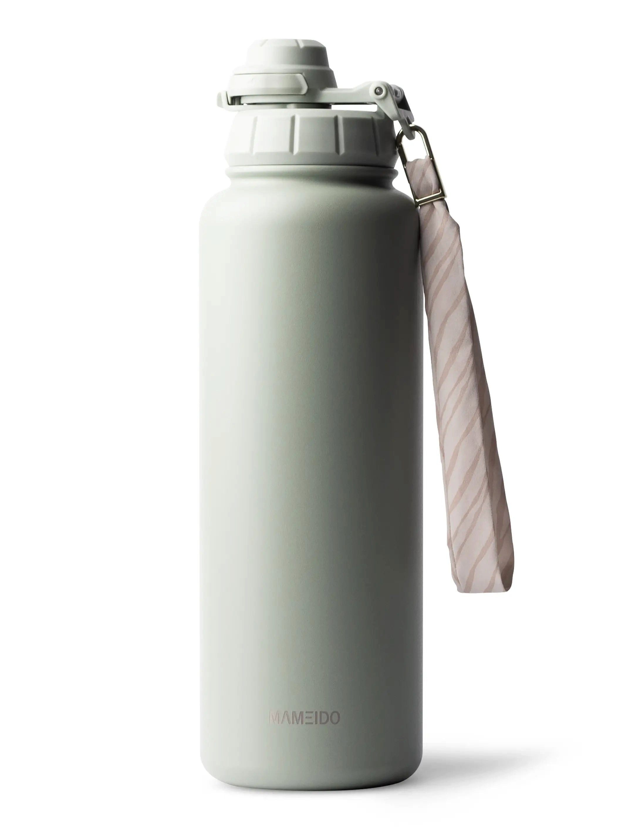 MAMEIDO Thermoflasche, mit 2-in-1 Deckel, Strohhalm und Handschlaufe in 500 ml, 700 ml & 1,2l