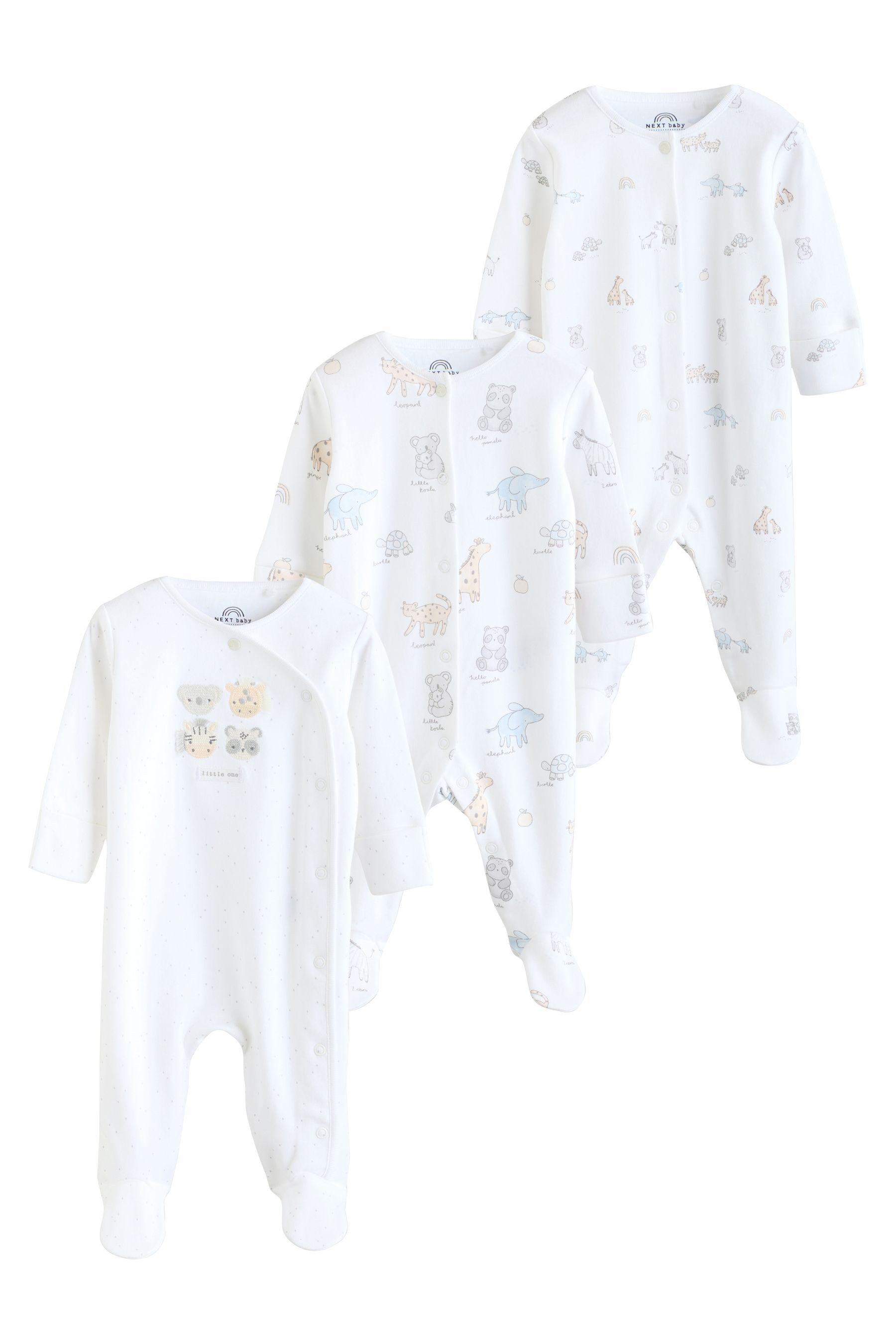 Next Schlafoverall Gerippte Babyschlafanzüge, 3er-Pack (3-tlg)
