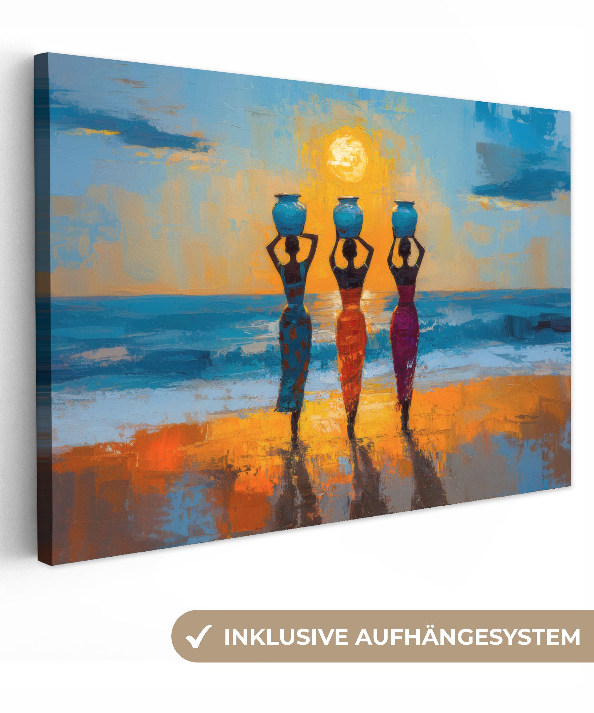 OneMillionCanvasses® Leinwandbild Frauen - Strand - Sonnenuntergang, Fotodr günstig online kaufen