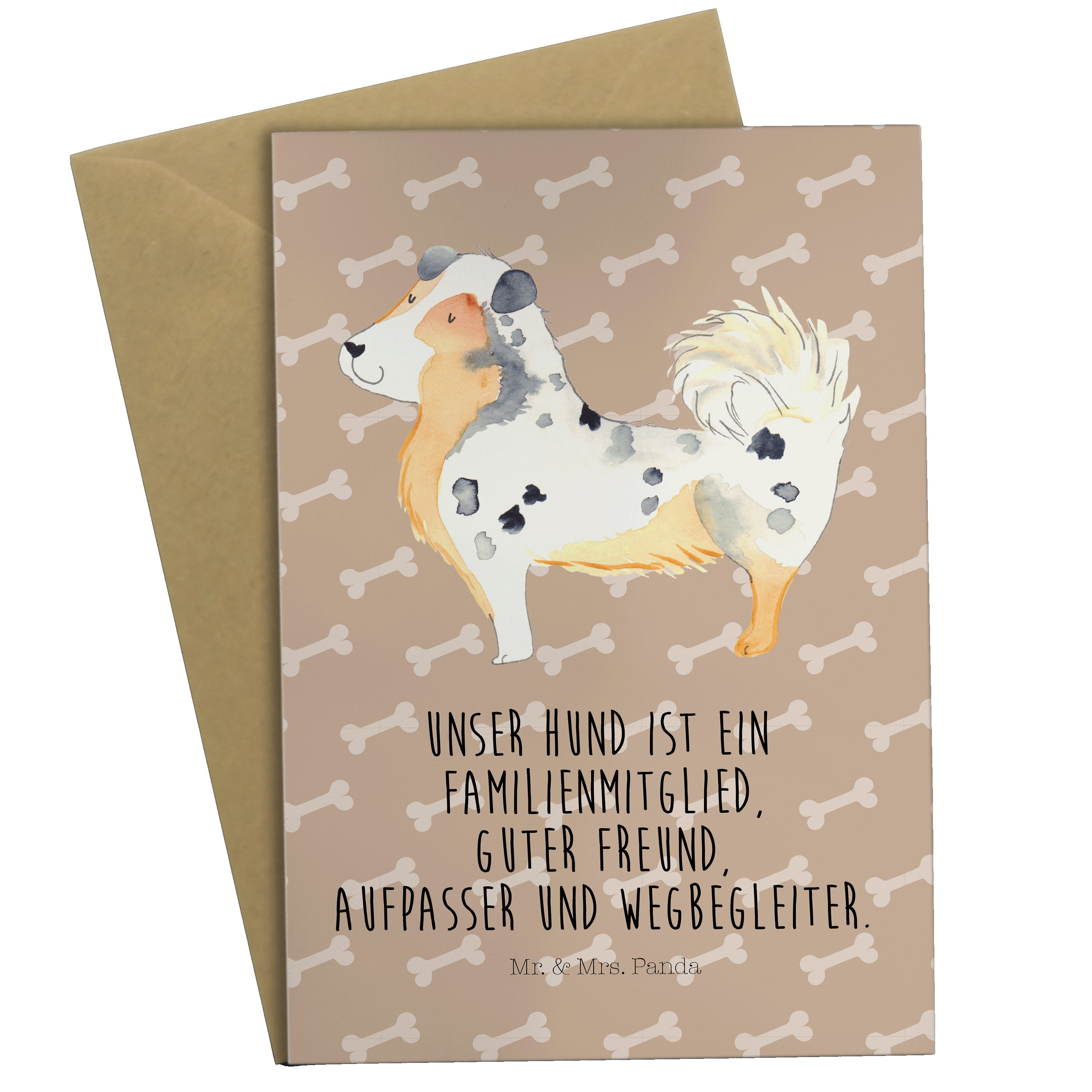 Mr. & Mrs. Panda Grußkarte Australien Shepherd - Hundeglück - Geschenk, Geburtstagskarte, gesche