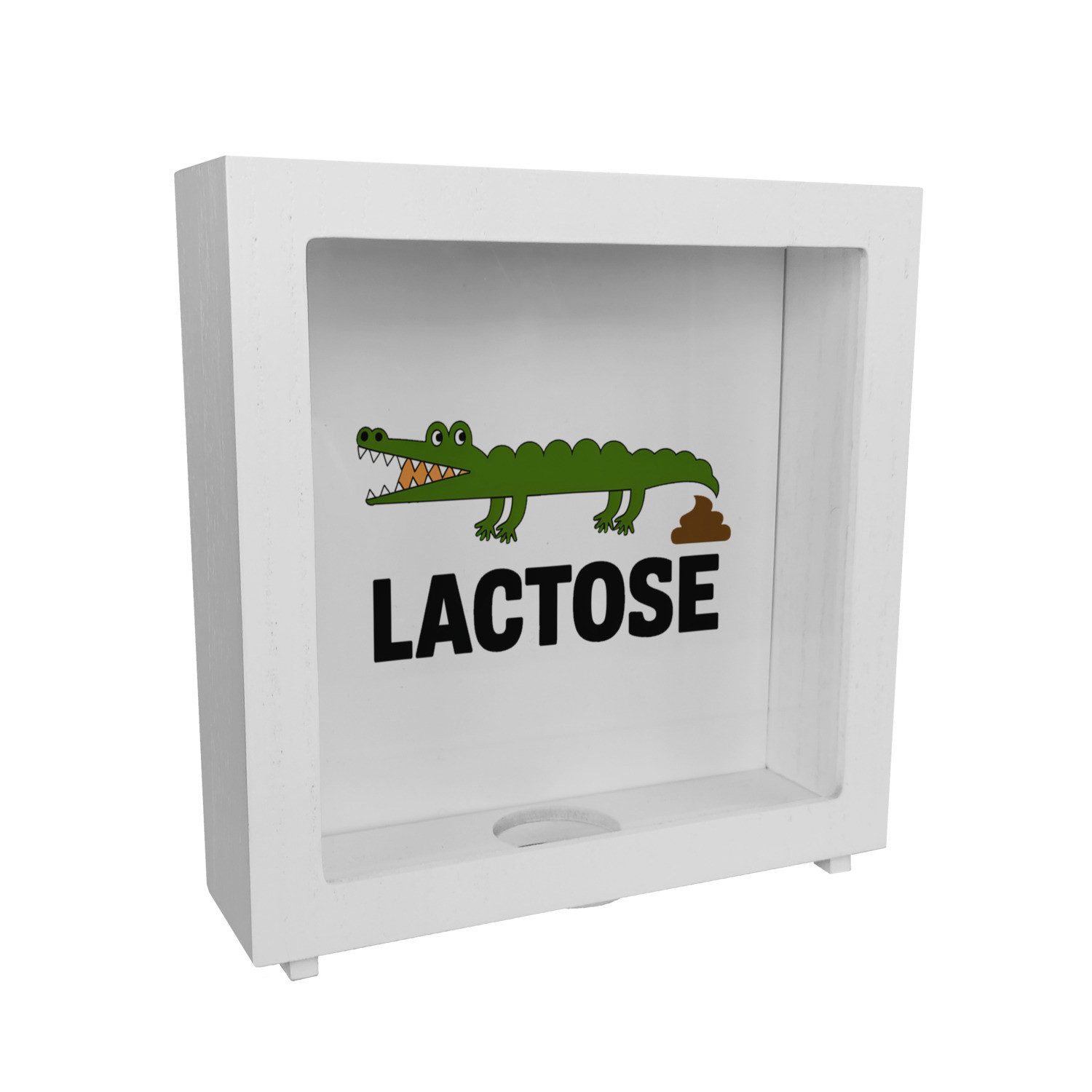 Spardose Alligator LACTOSE Rahmen Spardose aus Holz für Humorliebhaber