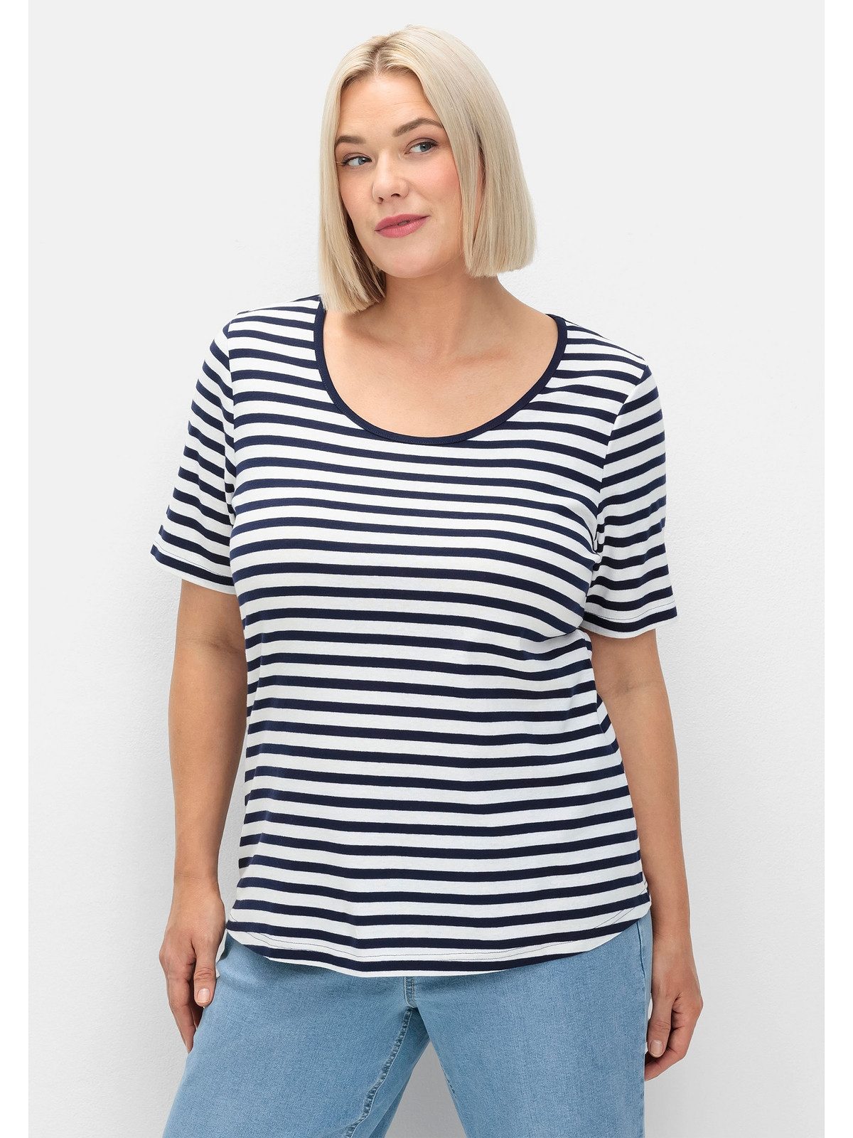 Sheego T-Shirt Große Größen mit garngefärbtem günstig online kaufen