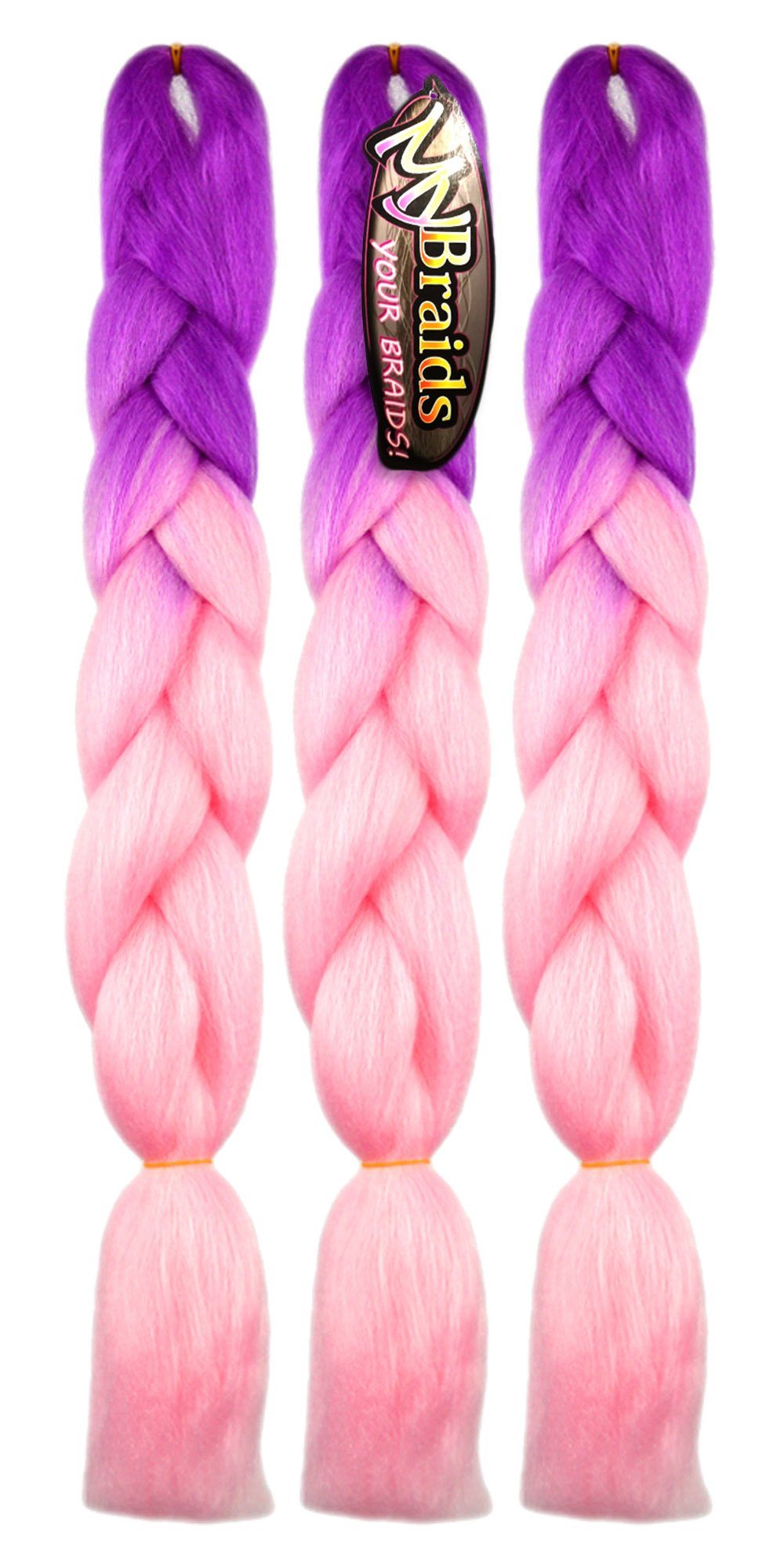 YOUR Jumbo Violett-Hellrosa BRAIDS! 2-farbig 56-BY Pack Flechthaar Braids 3er Zöpfe im MyBraids Kunsthaar-Extension