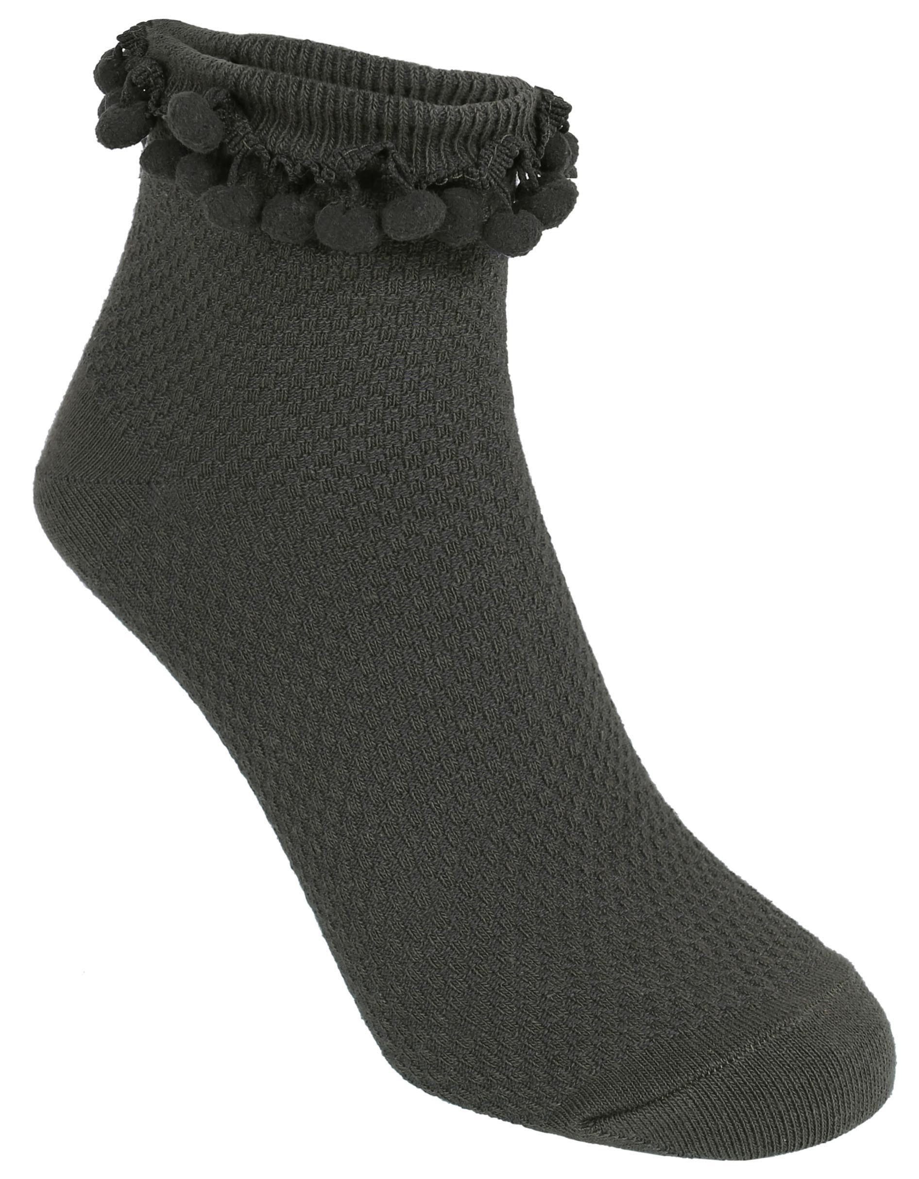 Sarcia.eu Haussocken Khaki-Socken mit Pompons