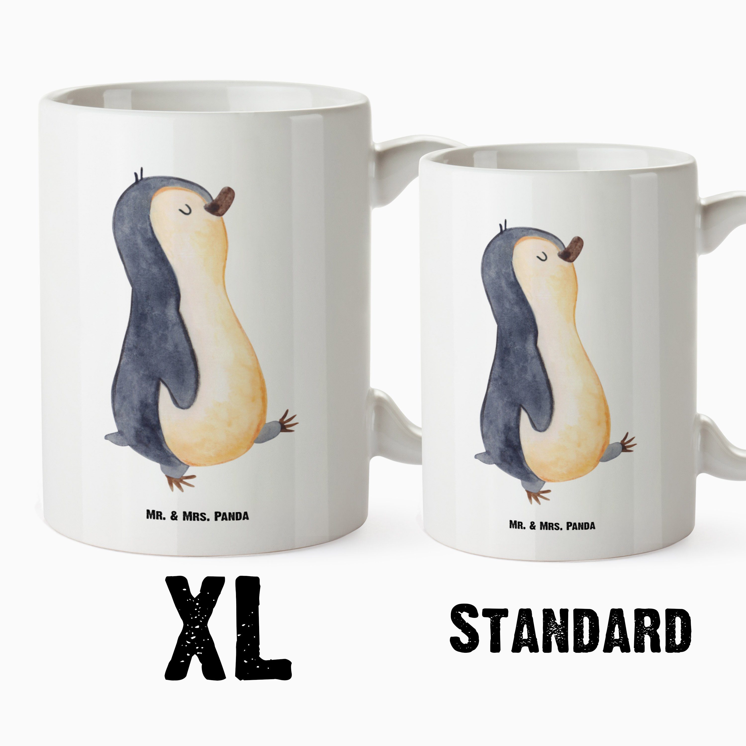 XL Mrs. Panda Tasse Keramik Geschenk, Weiß Mr. & - Tasse zufri, marschierend Tasse, Pinguin - XL Becher, Jumbo