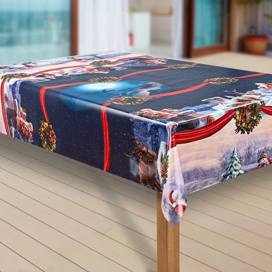 laro Tischdecke Wachstuch-Tischdecken Abwaschbar Weihnachtsmann Nordpol rechteckig