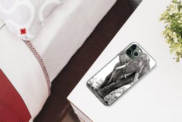 MuchoWow Handyhülle Elefant - Porträt - Tiere - Schwarz und weiß, Handyhülle Apple iPhone 11 Pro Max, Smartphone-Bumper, Print, Handy