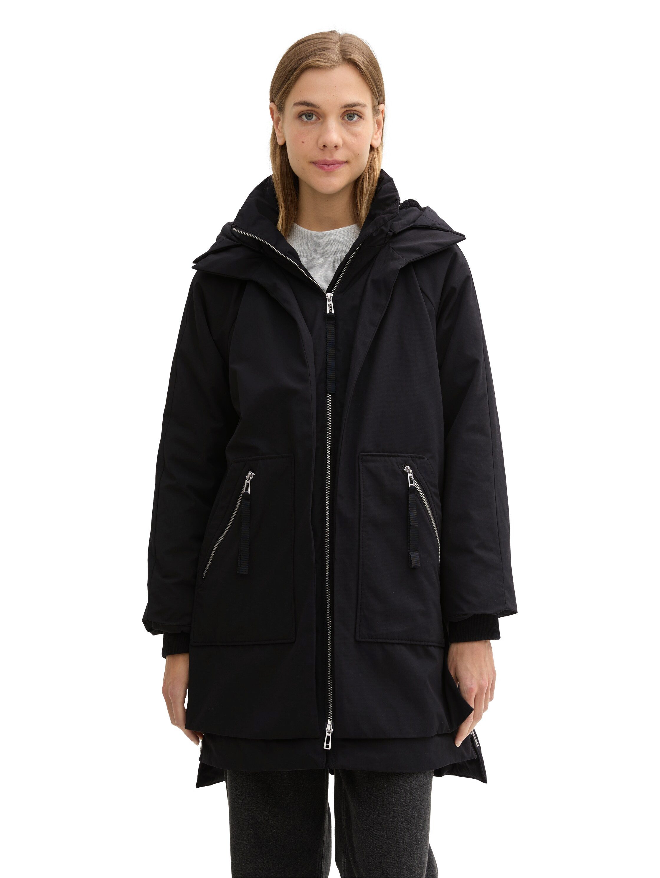 TOM TAILOR Denim Winterjacke mit Kapuze