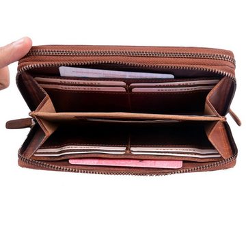 SHG Geldbörse ☼ Damen Leder Börse Portemonnaie Frauen Geldbeutel Brieftasche, Münzfach, Reißverschluss, Kreditkartenfächer, RFID Schutz