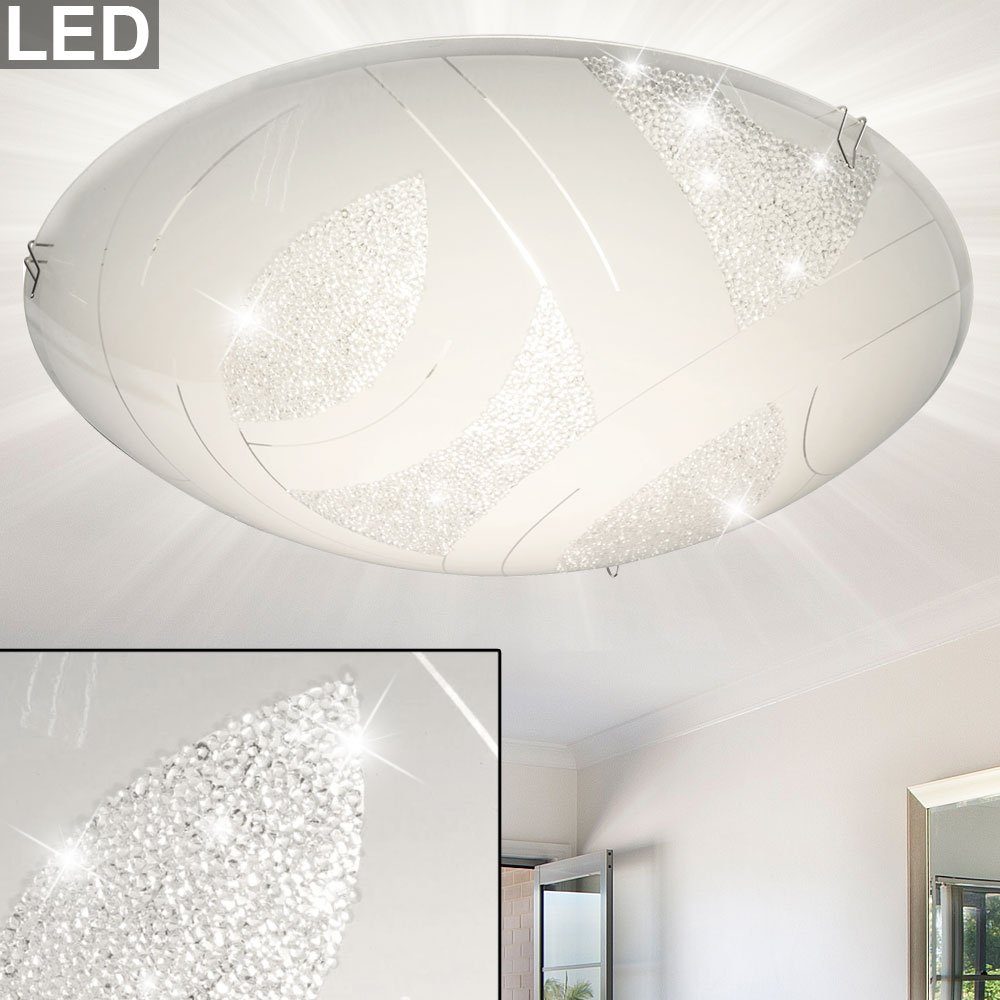 Globo LED Deckenleuchte, LED-Leuchtmittel fest verbaut, Warmweiß, LED Deckenleuchte Glas Kristalle Wohnzimmer
