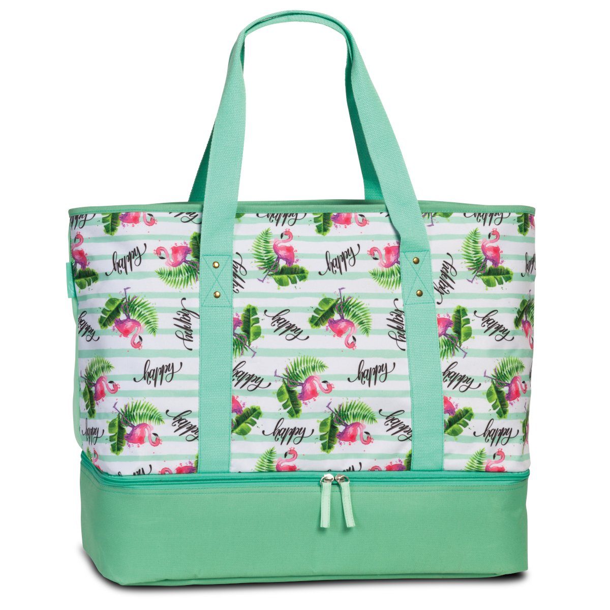 fabrizio® Tragetasche Sommertasche mit Henkel Flamingo, cm ca. mit Kühlfach, 58 Höhe Happy