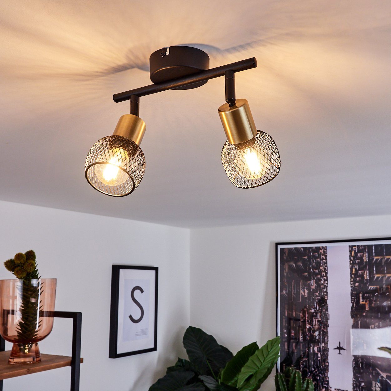 hofstein Deckenleuchte »Pieve« Deckenlampe aus Metall schwarz, gold Zimmerl günstig online kaufen