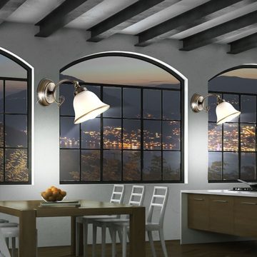 etc-shop LED Wandleuchte, Leuchtmittel inklusive, Warmweiß, Wand Leuchte Landhaus Stil Beleuchtung Alt Messing Glas Lampe-