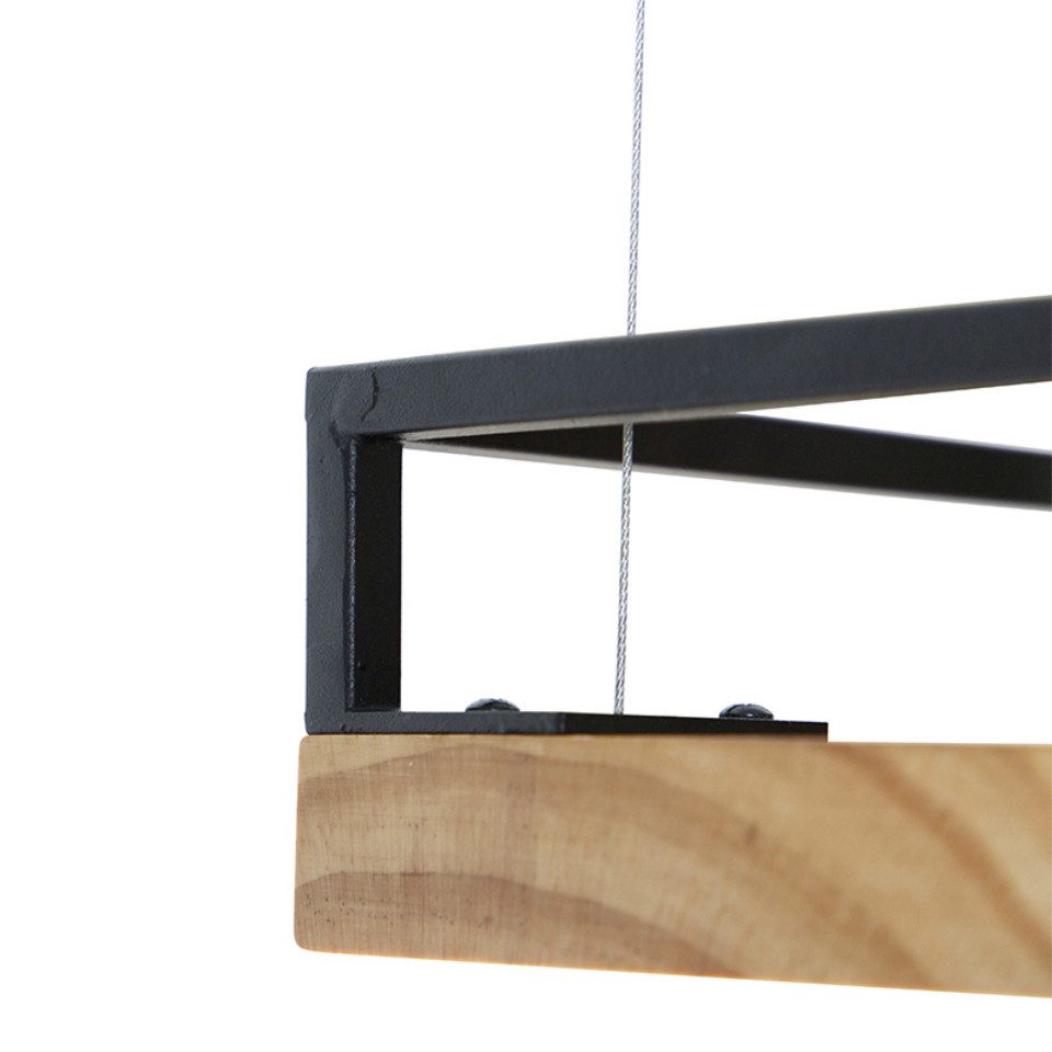 Qazqa Pendelleuchte Shelf, Dimmbar, LED wechselbar, Extra-Warmweiß, QAZQA Hängeleuchte, e27, Schwarz, Holz, Industrie